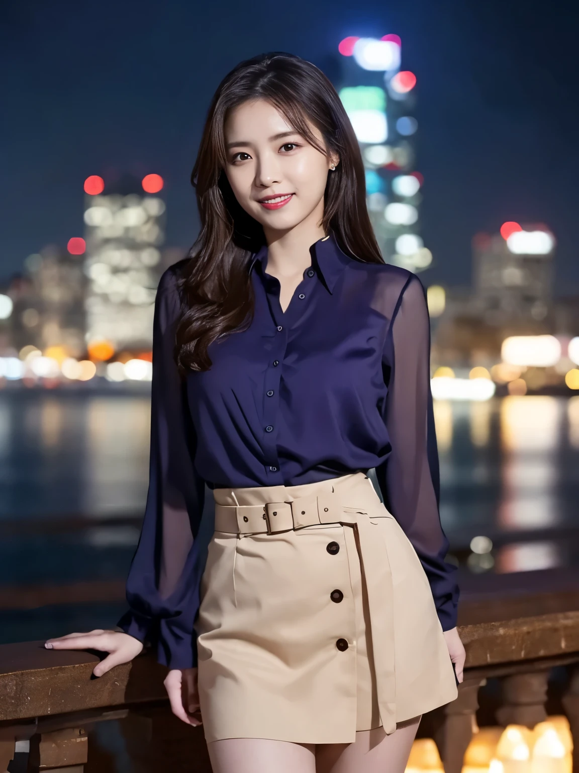 1 girl, (wearing a violet blouse:1.2), short skirt, beautiful japanese actress,
(RAW photo, highest quality), (realistic, Photoreal:1.4), masterpiece,
very delicate and beautiful, very detailed, 2k wallpaper, wonderful,
finely, very detailed CG Unity 8K 壁紙, Super detailed, High resolution,
soft light, beautiful detailed girl, very detailed目と顔, beautifully detailed nose, beautiful and detailed eyes, cinematic lighting,
break,
(Against the backdrop of a night cityscape 1.3), city lights,
perfect anatomy, slender body, smile, Face the front completely, (look at the camera), (waist shot), emphasize big breasts,