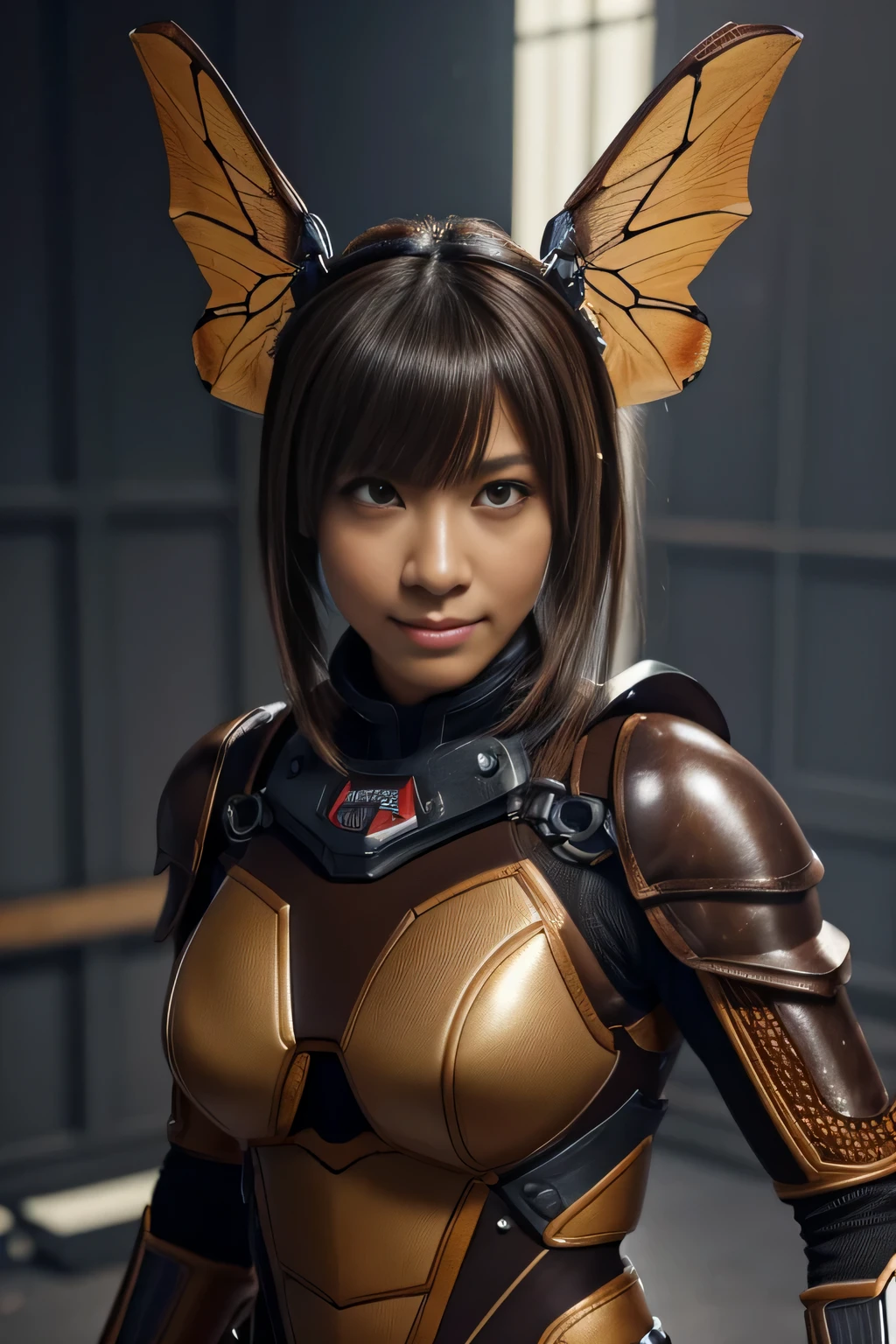 (High resolution,masterpiece,highest quality,Very detailed CG, anime, official art:1.4), realistic, photograph, amazing detail, everything is complicated, shiny and glossy,Amazing number of layers, 8K wallpaper, 3D, sketch, cute, figure,( alone:1.4), perfect female proportions,villain's daughter, (Fusion of dark brown cockroach and lady:1.4), (brown cockroach woman:1.2), (brown cockroach woman:1.2), (Fusion:1.2), (alone:1.4), (evil smile:1.2), muscular, abs, (Cockroach brown exoskeleton bio insect suit:1.4), (Cockroach brown exoskeleton bio insect armor:1.2), (brown transparent cockroach feathers:1.4), (Antennae of brown cockroaches:1.3),