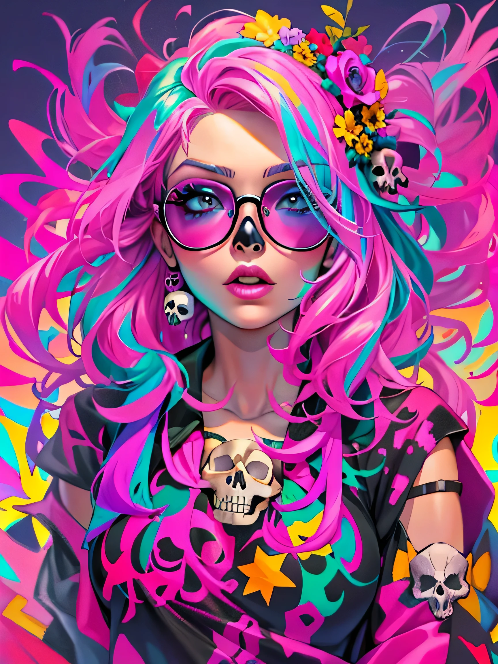 t-shirt art, 2D, ((black background :1, 5)), vector, vivid colors, chibi rasta outfit character, masterpiece, best quality, intricate details, perfect symmetrical face, realistic details, gothic theme, rim light, moonlight, cinematic shading, Greg Rutkowisk --auto