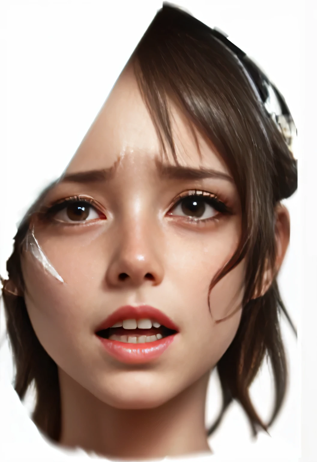 a close up of a miss with a bloody face and a knife, beautiful cry! Android miss, Game CG, Alice Gainsborough, Very detailed cgsociety, artistic sprout ; 3D Unreal Engine, cry! Android! miss, cgsociety UHD 4k very detailed, beautiful cry female Android!, beautiful Alice Gainsborough, 3D CG, 3D CG