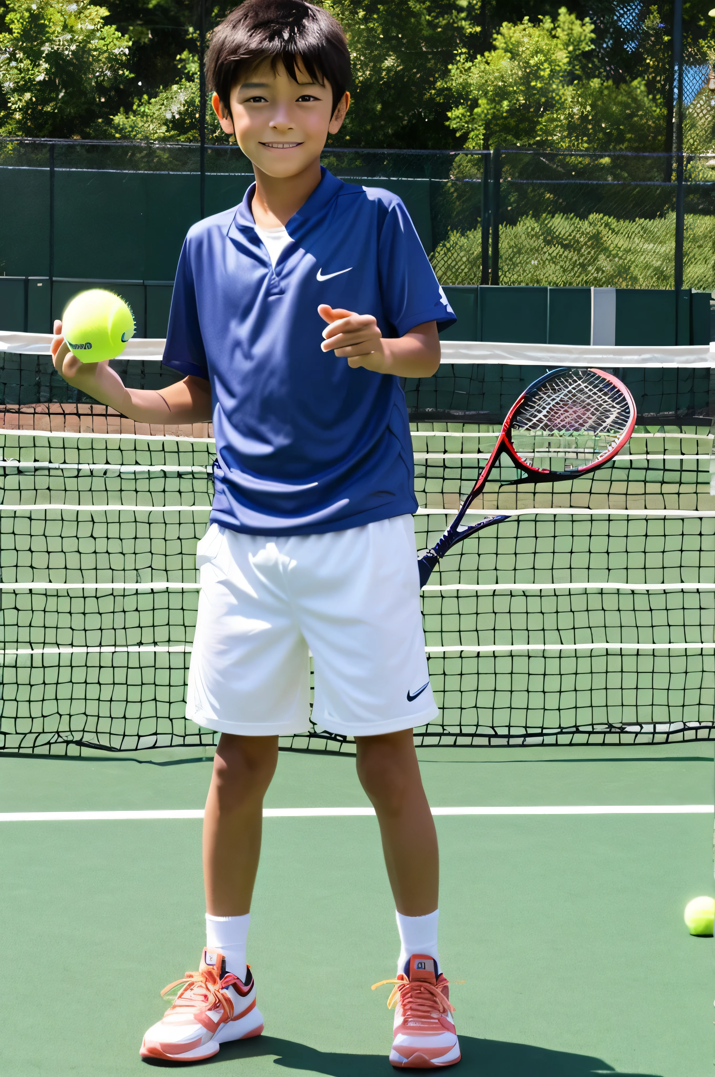 A boy playing tennis