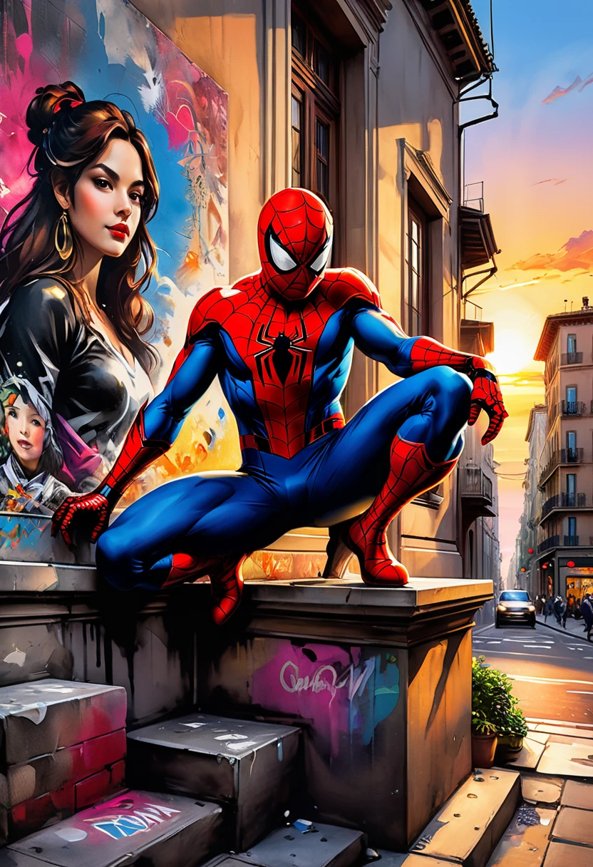 sunset horizon, digital brush strokes, stylish studio shading on top, graffiti + maximalism + wild style
Venom Spider-Man on the street looking at people from the building, AI Midjourney, bright rich colors, watercolor, oil paints, HDR, 500px, 4k
Art by Giovanni Boldini, Bastien Lecouf-Degarme, Carn Griffiths, E. Abramzon, Raphael, Caravaggio, Coby Whitmore, Titian, Leonardo da Vinci, Studio Ghibli Genshin Impact