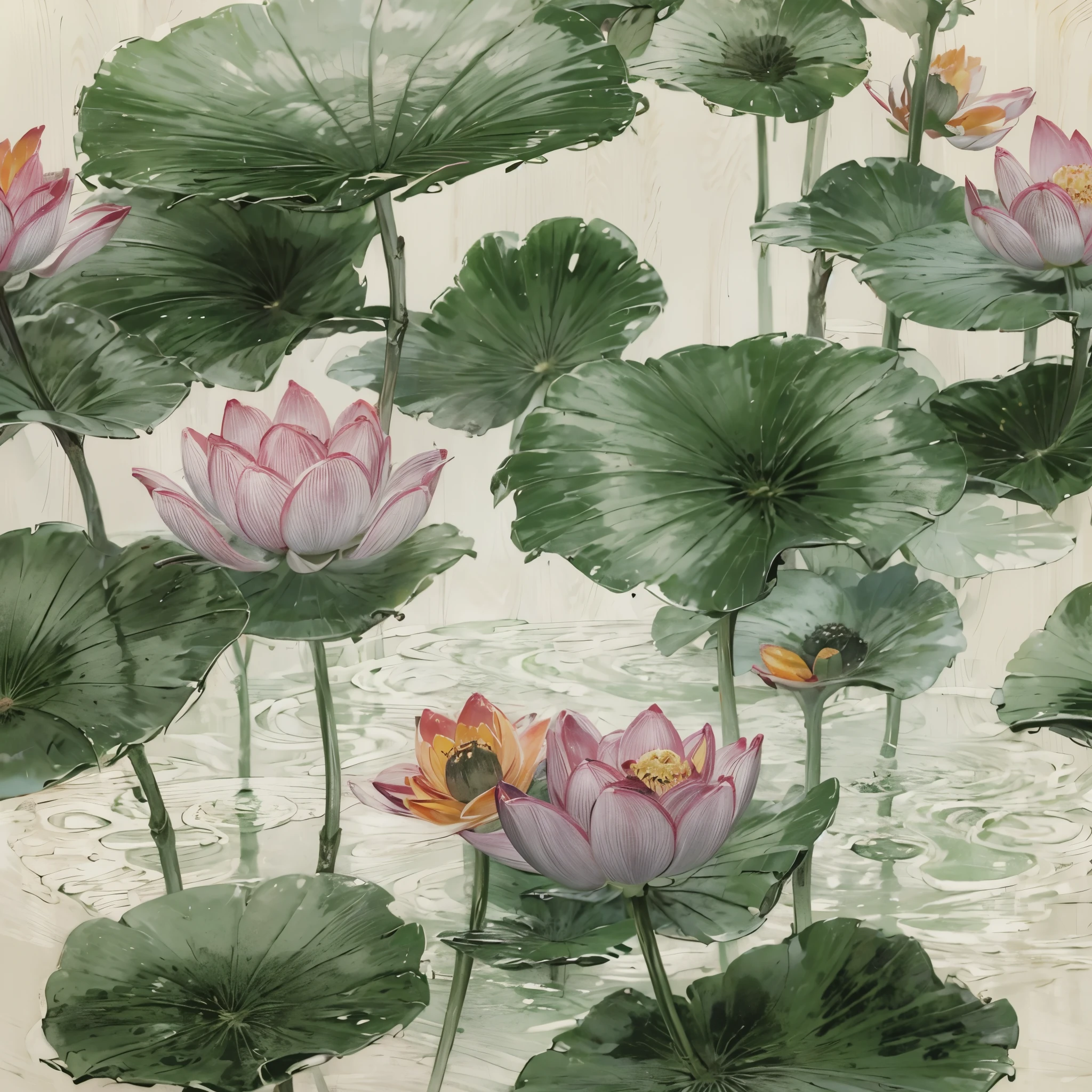 Chinese traditional ink painting,black lotus,lotus leaf