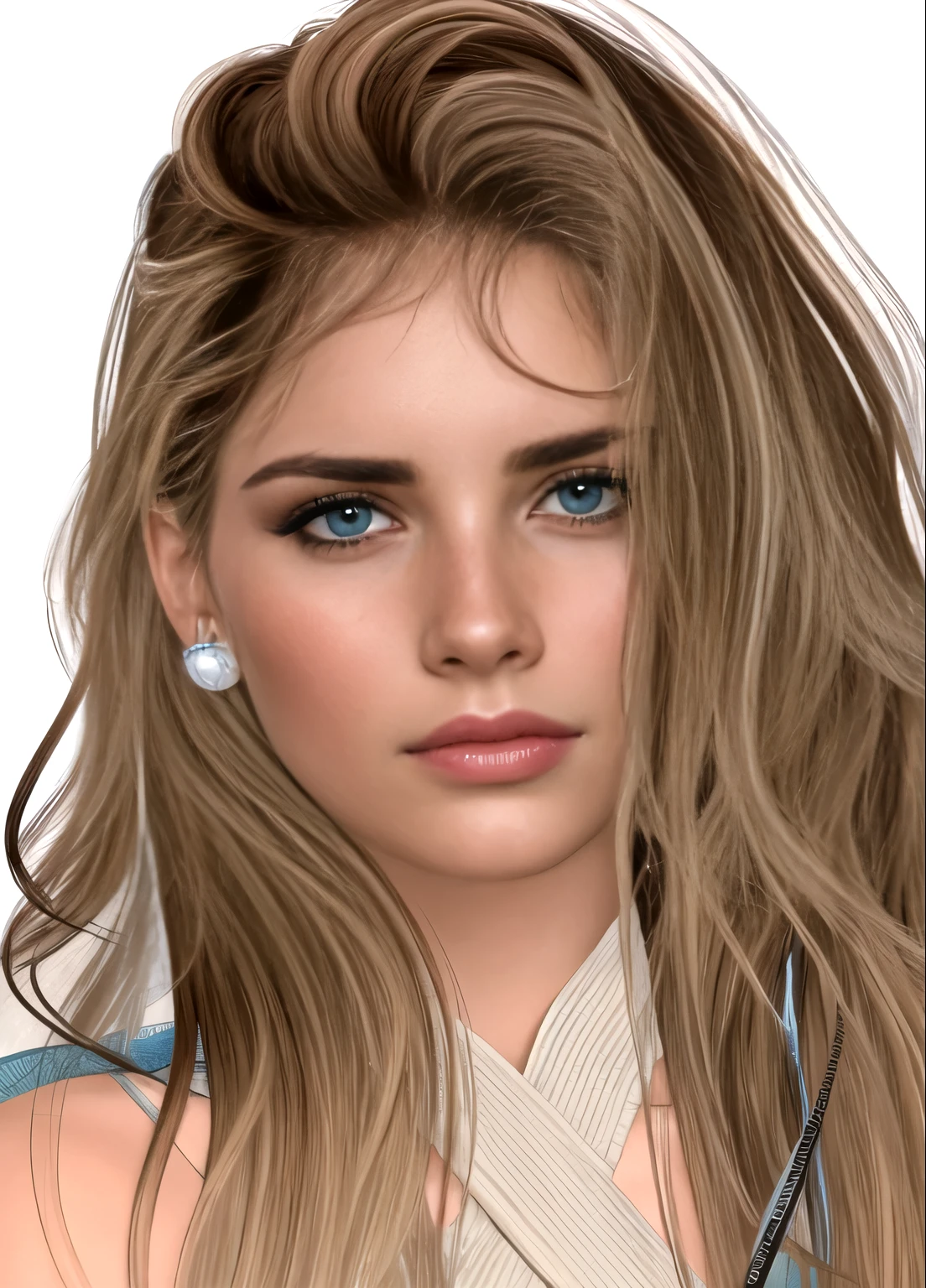 um close de uma mulher com cabelos longos e uma camisa azul, rosto detalhado realista, rosto realista detalhado, pele brilhante, avatar da segunda vida, rosto realmente detalhado, Rosto lindo realista, sensual expression, pose de perfil glamouroso, com rosto muito detalhado, highly rosto realista detalhado, adolescente hiperrealista, rosto extremamente realista, rosto realista, rosto realista e detalhado
