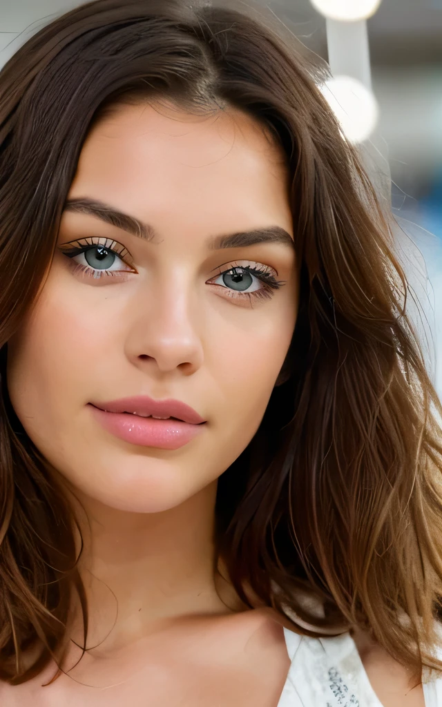Beautiful brunette in hair saloon , highly detailed, 22 years old, innocent face, natural wavy hair, blue eyes, high resolution, Masterpiece, Best quality, Intricate high detail, Highly detailed, Sharp focus, Detailed skin, realistic skin texture, texture, detailed eyes, professional, 4k, charming smile, shot on Canon, 85mm, shallow depth of field, Kodak Vision Color, Perfect Fit Body , extremely detailed, photography_\(ultra\), Photorealistic, Realistic, Post-processing, maximum details, roughness, real life, ultra realistic, Photorealism, photography, 8k UHD, photography,