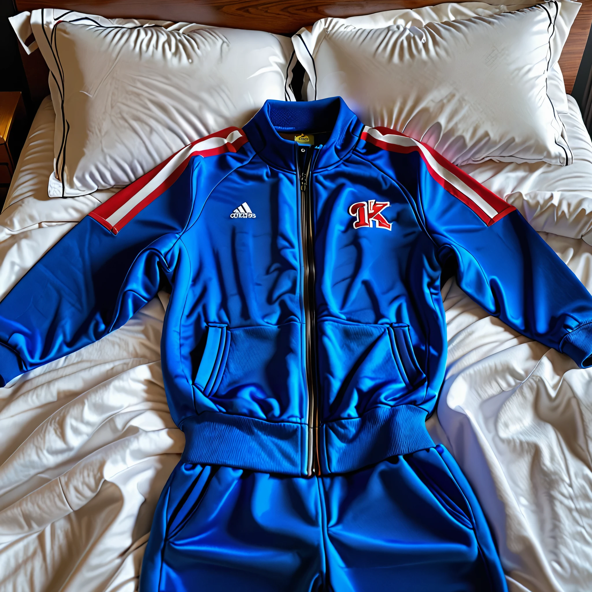 shapely, school tracksuits, sleeping on bed, (invisible, no humans, headless, faceless:1.5), cute big breasts, (8k, RAW photo, best quality, masterpiece:1.2), (realistic, photo-realistic:1.37), photon mapping, radiosity, ((Hasselblad photography)), physically-based rendering