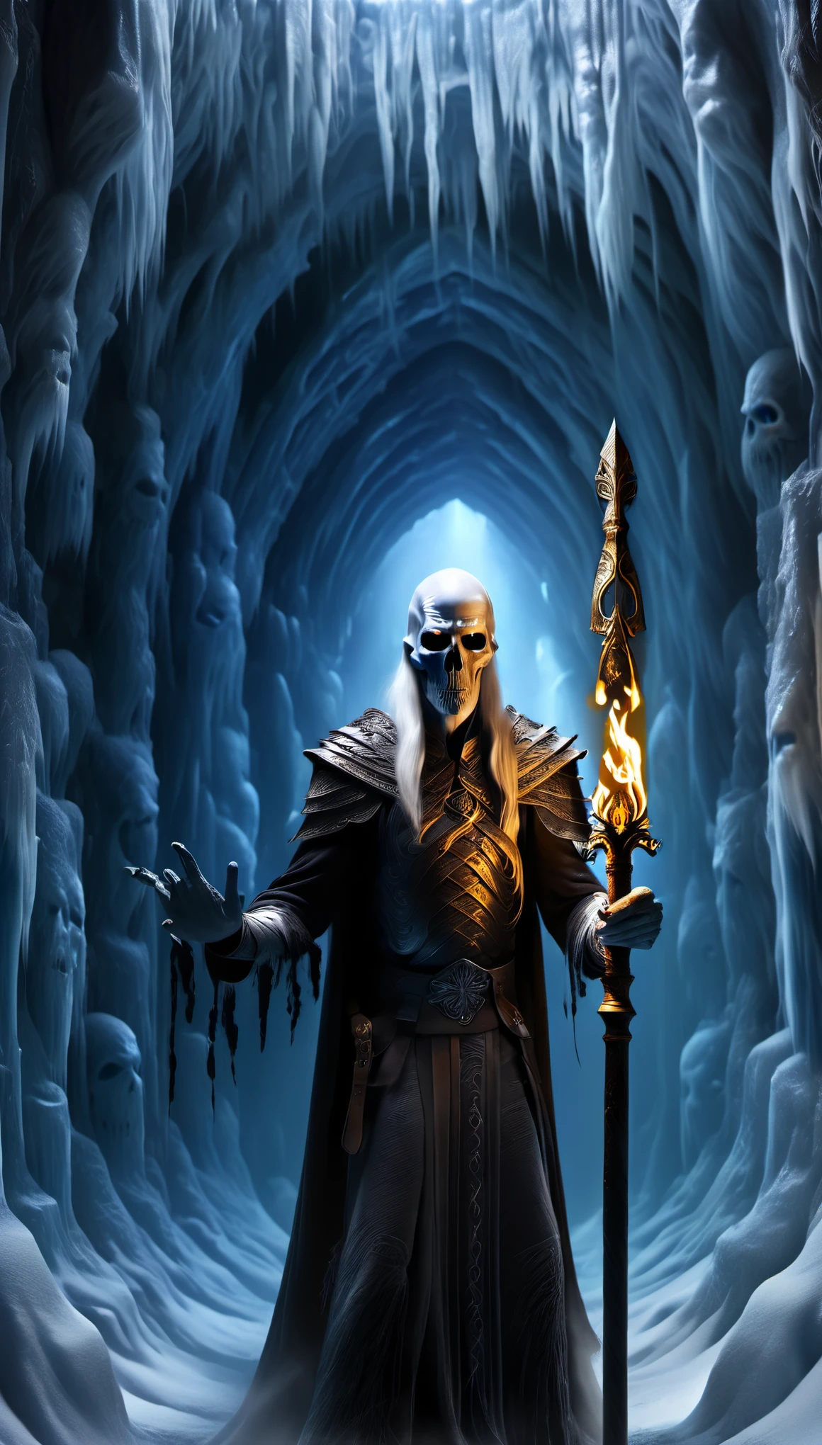 Aerial View/Aerial View, Character Design, Scenario Design, The Infernal Ghosts are tall and withered, with a pale complexion and eyes that are a deep blue like ice. Their reflective armor changes color as they move, and their weapon is a longsword made of extremely cold ice crystals that can shatter anything it touches, including the steel longswords used by the Night's Watch. Extremely good movement and special abilities make the White Walkers often at an absolute advantage in battle, so almost no one can survive an attack against a White Walker. The White Walkers come with the cold, are tall, with dry, pale skin like milk, burning blue eyes, and wield ice swords, and are able to resurrect dead men and women as undead, and are seen in the hit TV series Game of Thrones on the Wall of Extinction, a (completely made of) cliffs of ice and snow stretching for dozens of miles: 0.85), digitally rendered, looms as a solid barrier, (the Wall is located to separate the armies of the Night's Watch from the armies of the White Walkers), (so many many armies of the Night's Watch from the armies of the White Walkers), and in the background: a frigid, blizzard-ridden environment that creates a sense of foreboding and danger.
Asymmetrically, the stronghold of Winterfell is surrounded by towering blocks of ice, and the atmosphere is filled with snowy fog, adding to the mystical and transcendent feel of the scene. The digitally created landscape is highly realistic and detailed, resembling a computer-generated artistic masterpiece. The colors are cold, with blue and white being the main hues, highlighting the shocking beauty of the ice fortress. The lighting is carefully arranged, with soft diffused light illuminating, the essence of the fantasy world. 