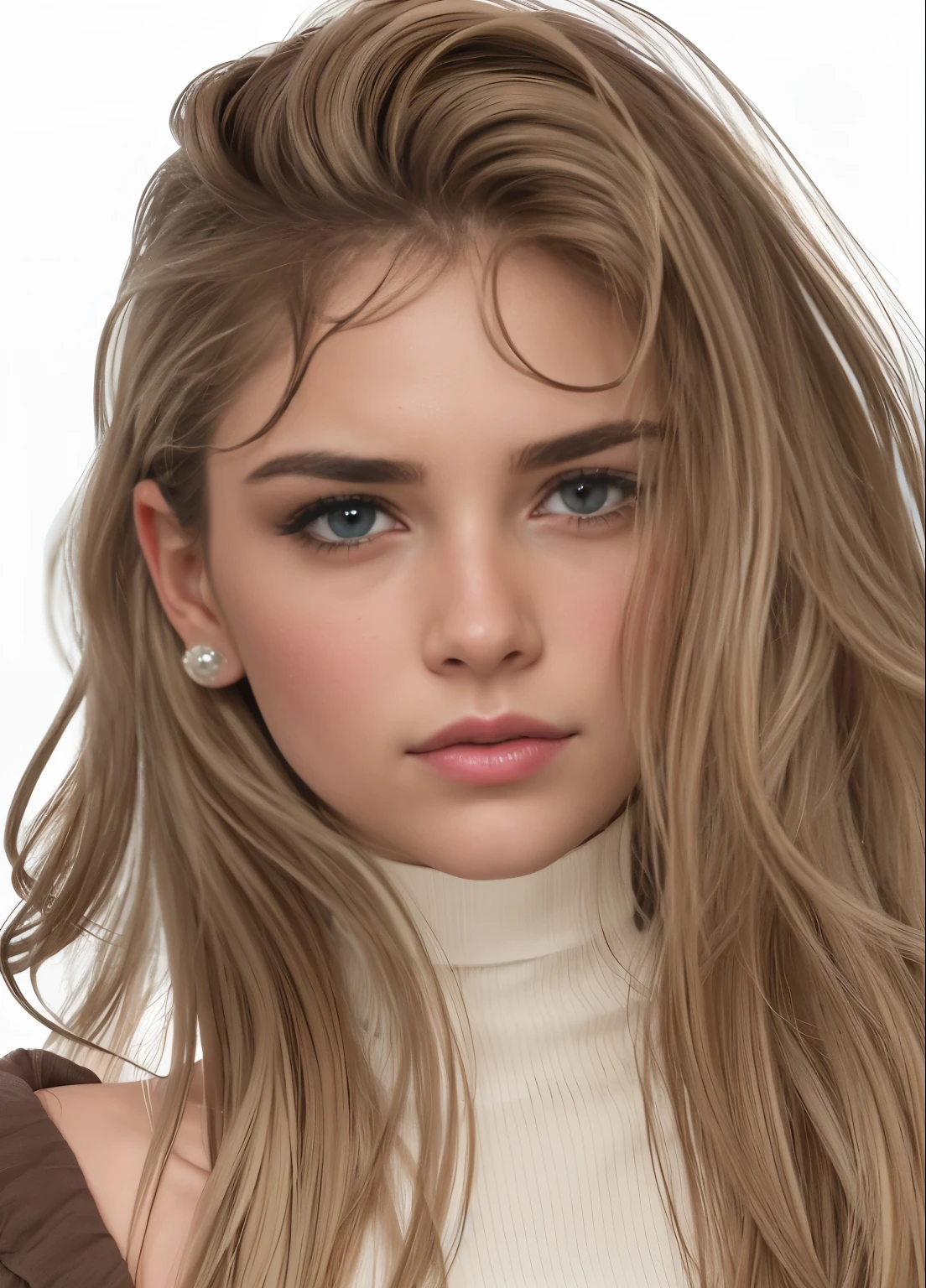 um close de uma mulher com cabelos longos e uma blusa branca, Realista rosto detalhado, detailed Realista face, pele brilhante, real rosto detalhado, avatar da segunda vida, Realista beautiful face, face Realista, Realista and rosto detalhado, extremely Realista face, highly detailed Realista face, detailed and Realista face, sensual expression, Realista | rosto detalhado, single Realista face