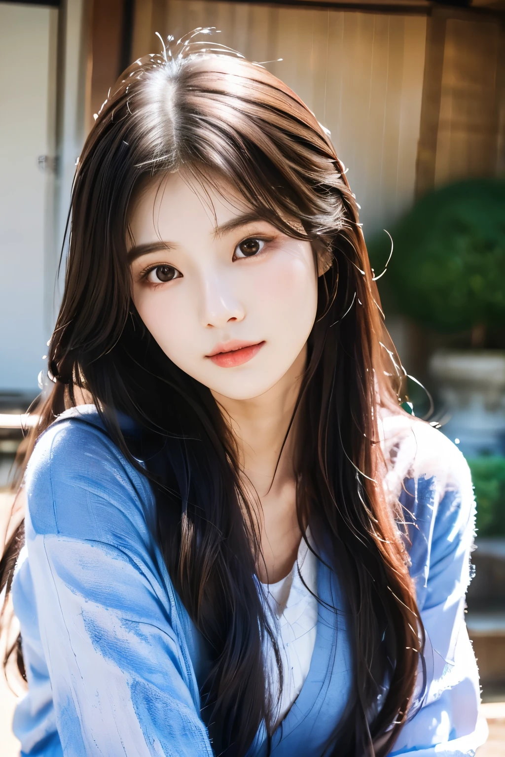 there is a woman with long hair wearing a Black shirt, ulzzang, korean girl, heonhwa choe, sakimichan, xintong chen, sun yunjoo, lee ji - eun, lee ji-eun, wenfei ye, jaeyeon nam, park ji-min, jinyoung shin, chiho, yun ling, gongbi