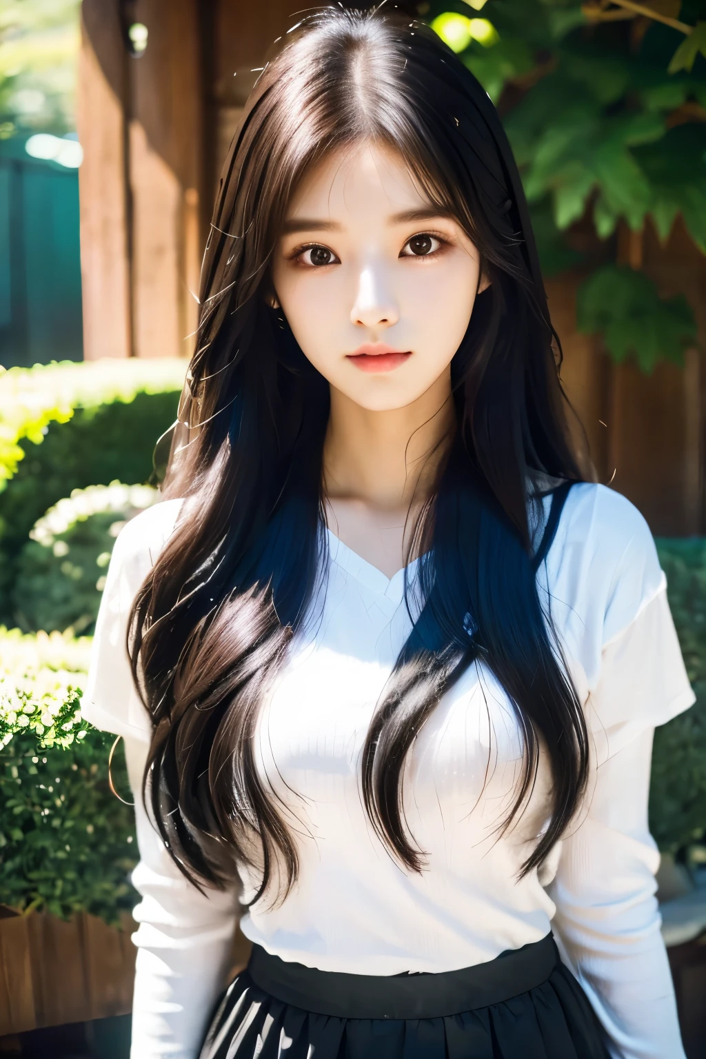 there is a woman with long hair wearing a Black shirt, ulzzang, korean girl, heonhwa choe, sakimichan, xintong chen, sun yunjoo, lee ji - eun, lee ji-eun, wenfei ye, jaeyeon nam, park ji-min, jinyoung shin, chiho, yun ling, gongbi