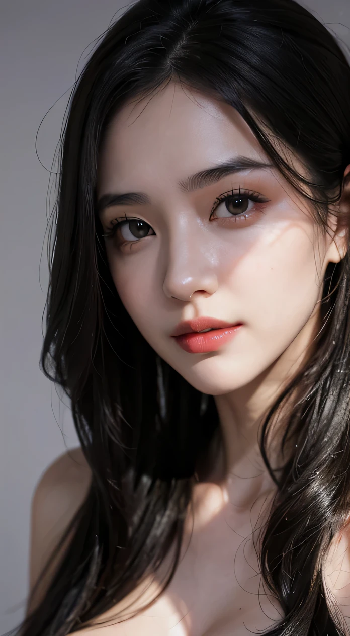 Photocinematic, detailed facial features, no-makeup, Realistic skin, born, Urzangarh, Phantom High Speed Camera, shadow play, A hyper-realistic, Detailed Face - AR 16:9 --s 750 --v 5.2、I can see the cleavage、smil