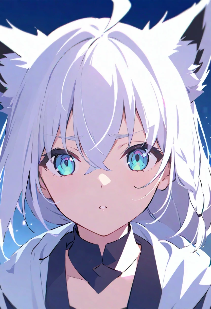 Shirakami Fubuki/(Holographic live broadcast/), 1 girl,  medium breasts, uniform, portrait, simple background, (hairy:1.5)