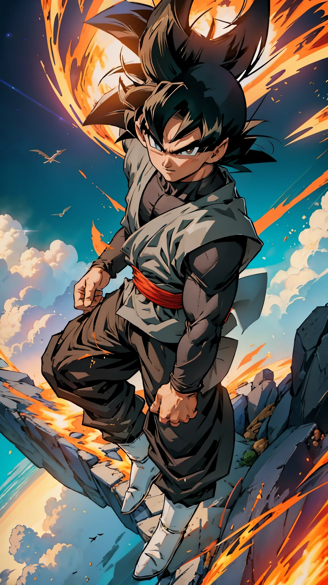 dragon ball goku and gohan flying in the sky, photorealistic human goku, son goku, goku in fortnite, dragon ball concept art, dragon ball, human goku, dragon ball artstyle, dragonball, goku in real life, goku from dragon ball, trending anime art, anime 3 d art, trending anime artwork, goku, anime epic artwork, dragonball z, extremely detailed, UHD. Masterpiece. 