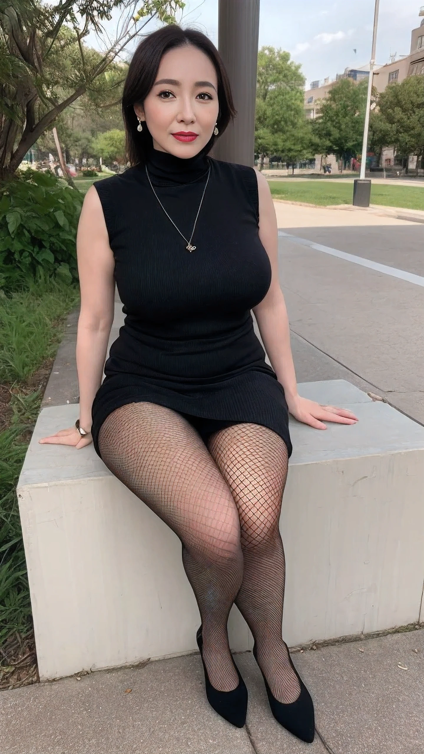 whole body照,whole body照,whole body照,whole body照,whole body照,(whole body:1.3), (ultimate beauty), (fat goddess), gravure printing, best quality, super detailed, lifelike, Skin is super delicate, perfect anatomy, 65 years old, big breasts, Mature housewife, attractive, a sexy, Fair complexion, (No cleavage),thigh, cosmetic, (lipstick: 1.1), (Eyeliner: 1.2), mascara, eye shadow,Outdoor sports, earrings, necklace, black pantyhose, Wrinkles at the corners of the eyes, oral wrinkles,turtleneck knitted bodycon skirt,whole body照,fishnet stockings