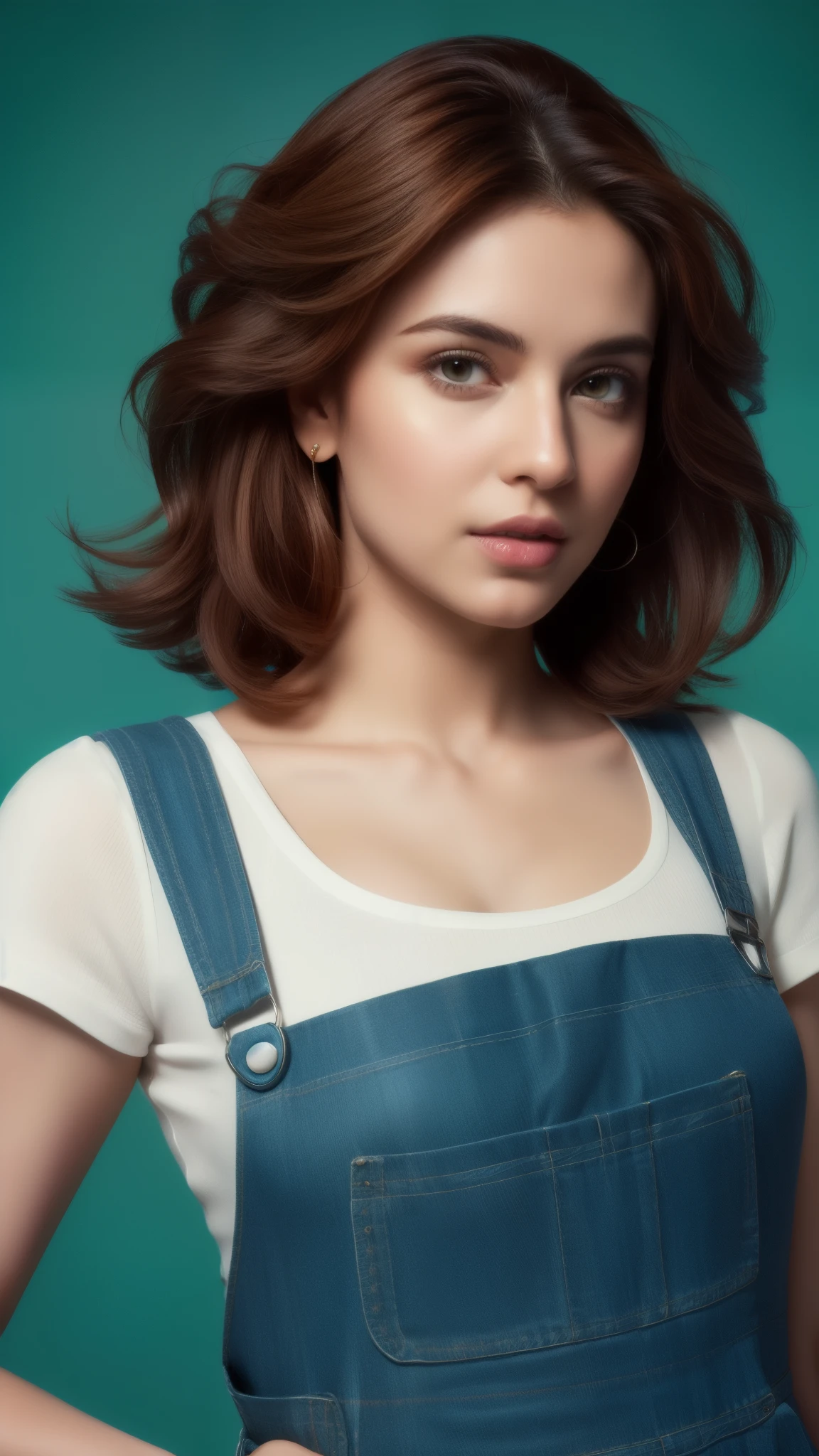 concept art, hyper realistic, indian actress, beautiful gorgeous face, beautiful body, beautiful face, highly detailed, 8K, overhead angle of a beautiful Bollywood model, wearing Funny Somali Emerald deep orange Pinafore, Caramel hair styled as Short hair, fluorescent purple Hair tie, equirectangular 360, Highres,  [(art by Willi Baumeister:1.1), (art by John T. Biggers:1.2)::17], official art, unity 8k wallpaper, ultra detailed, aesthetic, masterpiece, best quality, photorealistic