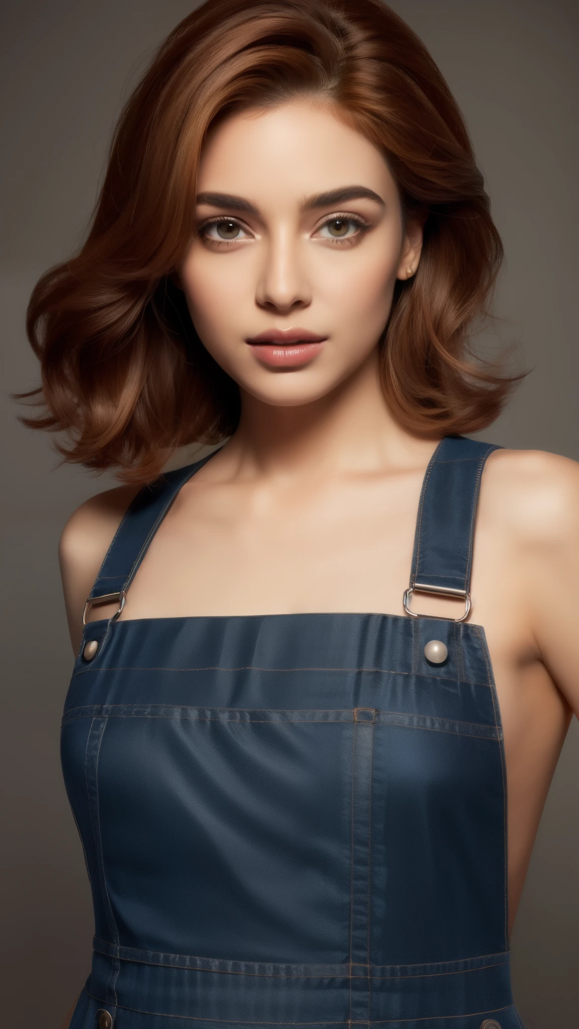 concept art, hyper realistic, indian actress, beautiful gorgeous face, beautiful body, beautiful face, highly detailed, 8K, overhead angle of a beautiful Bollywood model, wearing Funny Somali Emerald deep orange Pinafore, Caramel hair styled as Short hair, fluorescent purple Hair tie, equirectangular 360, Highres,  [(art by Willi Baumeister:1.1), (art by John T. Biggers:1.2)::17], official art, unity 8k wallpaper, ultra detailed, aesthetic, masterpiece, best quality, photorealistic