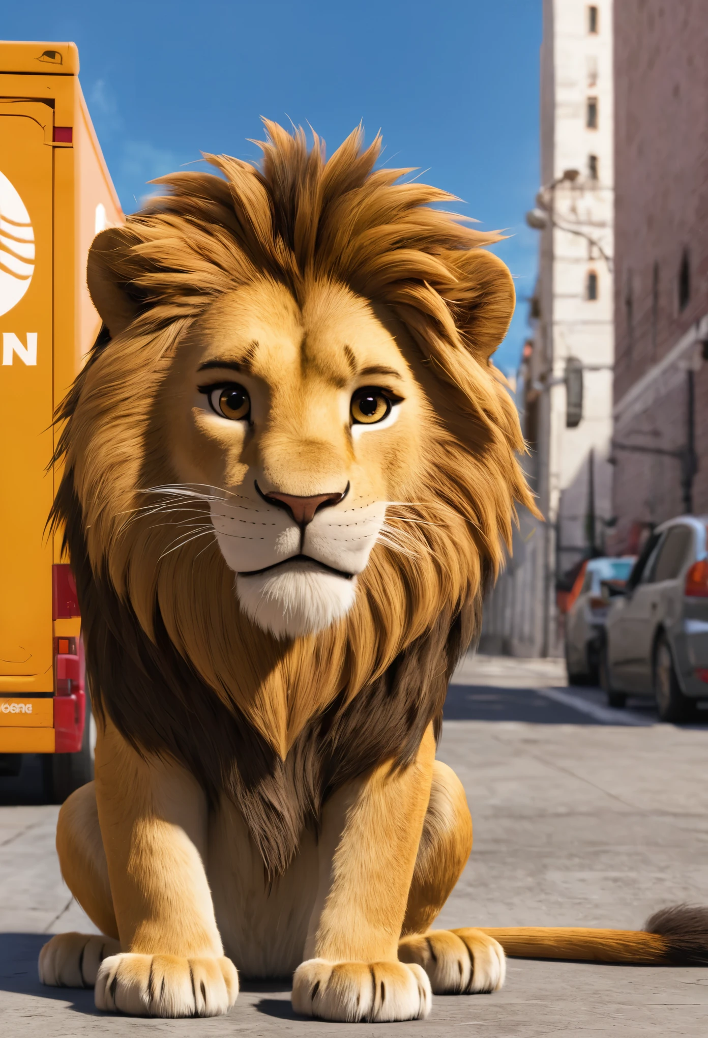Un leon animado de delivery