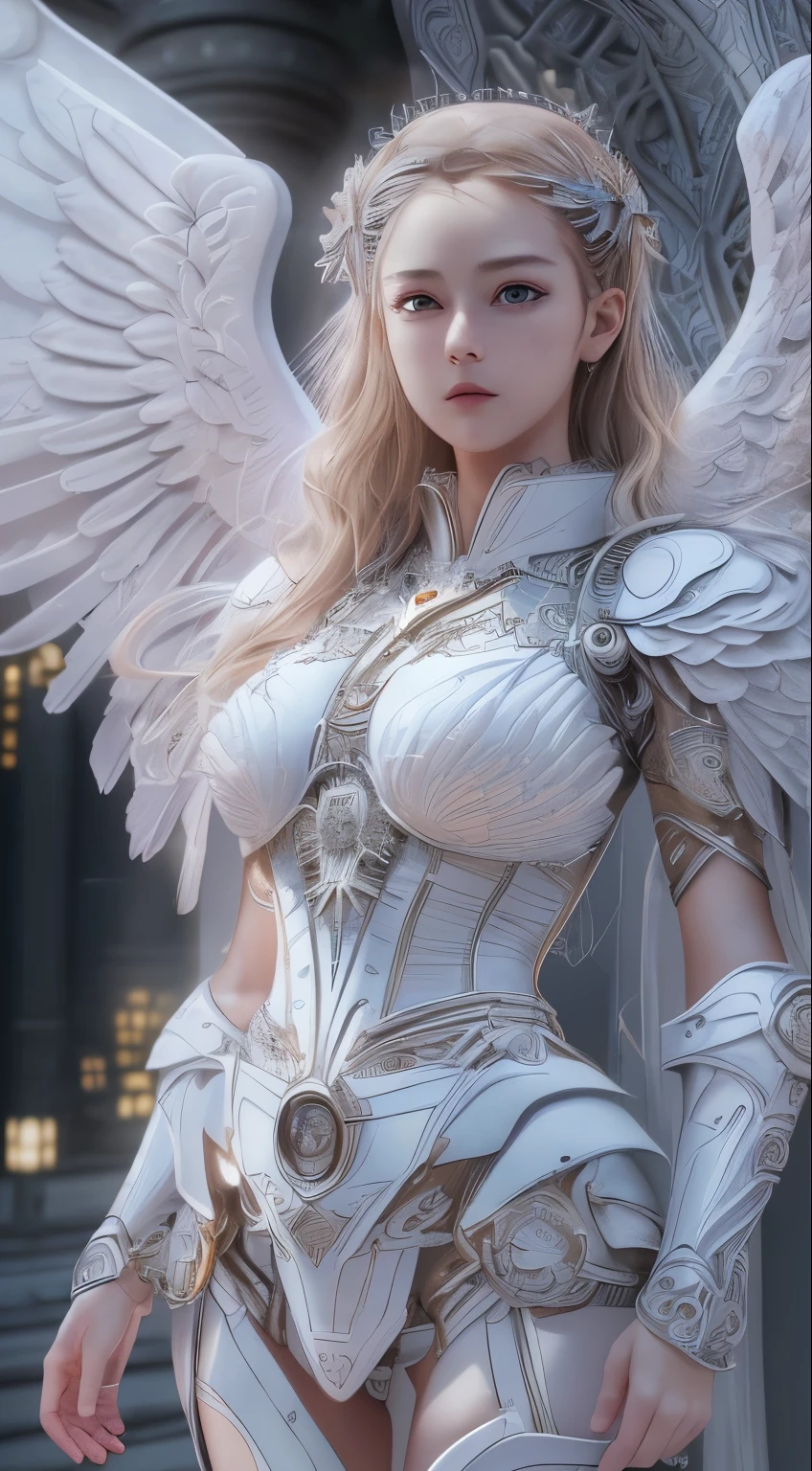 Close-up of a woman in a white dress with wings, full body angel, futuristic robot angel, wonderful angel wings, angel knight gothic girl, angel in plastic armor, intricate costume designs, As a mysterious Valkyrie, The whole body is made of white feathers,, futuristic and fantastic, white wings, beautiful天使の羽, steampunk angel, beautifulサイボーグ天使の女の子, 優雅な翼のmasterpiece, .CGI:1.4),(8K RAW photo, highest quality, masterpiece:1.2) Super detailed official art,photorealistic:1.37, (extraordinary, Professional),masterpiece,highest quality,super detailed,High resolution,High resolution,4k,4k portrait,8k,8K portrait,Unity8k壁紙,Very detailed CG,realistic,RAW photo,real person,portrait photography,photorealistic,shiny skin,fine skin,(((Dynamic Angle Full Body
Dynamic Angle Wide Shot
Dynamic Angle Close-up
Dynamic Angle Upper Body
Dynamic angle from above
And dynamic angles from behind
And dynamic angles from below
))),{{{{Supermodel }}}},{{{{Photorealistic:1.4}}}}, beautiful, very detailed eyes and face, beautiful eyes, That's ridiculous, incredibly That's ridiculous, Super detailed, High resolution, very detailed, highest quality, masterpiece, figure, very detailed, CG, unified, 8k wallpaper, wonderful, small details, masterpiece, highest quality, very detailed CG unified 8k wallpaper, face light, movie lighting,surrealistic female portrait, magic light, 32K resolution, action pose, realistic photography, dynamic lighting, art station, volume lighting, very detailed face, Award, Shadow}}}}}}}