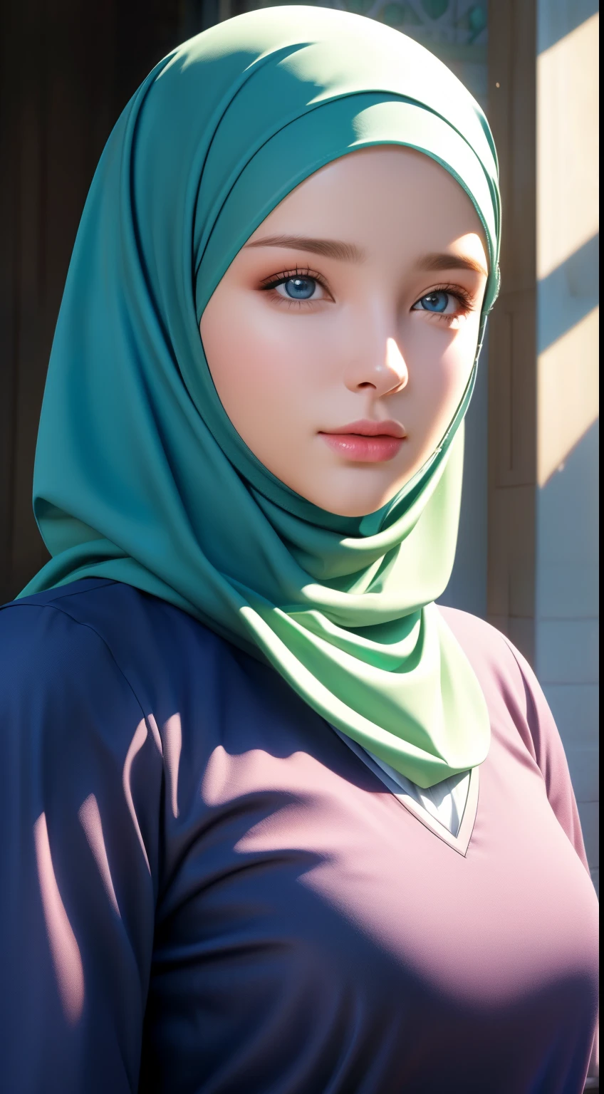 1girl, solo, beautiful face, high detailed realistic eyes, double eyelids, high detailed realistic pupils, (upon body from head to waist:1.36), (wearing hijab:1.37), (moslem headscarf:1.37), reading glasses, sitting alone on a long chair, amazing mosque park background, taj mahal, best quality, masterpiece, highres, black and white moslem female dress, Beautiful face, (upon body from head to waist:1.35), tyndall effect, photorealistic, dark studio, two tone lighting, 8k uhd, dslr, soft lighting, high quality, volumetric lighting, candid, Photograph, high resolution, 4k, 8k, Bokeh, (hyperrealistic girl), (illustration), (high resolution), (extremely detailed), (best illustration), (beautiful detailed eyes), (best quality), (ultra-detailed), (masterpiece), (wallpaper), (photorealistic), (natural light), (rim lighting), (detailed face), (high detailed realistic skin face texture), (anatomically correct), (heterochromic eyes), (detailed eyes), (sparkling eyes), (dynamic pose), (hair completely covered by the hijab:1.35), looking to viewer, muslim clothing 