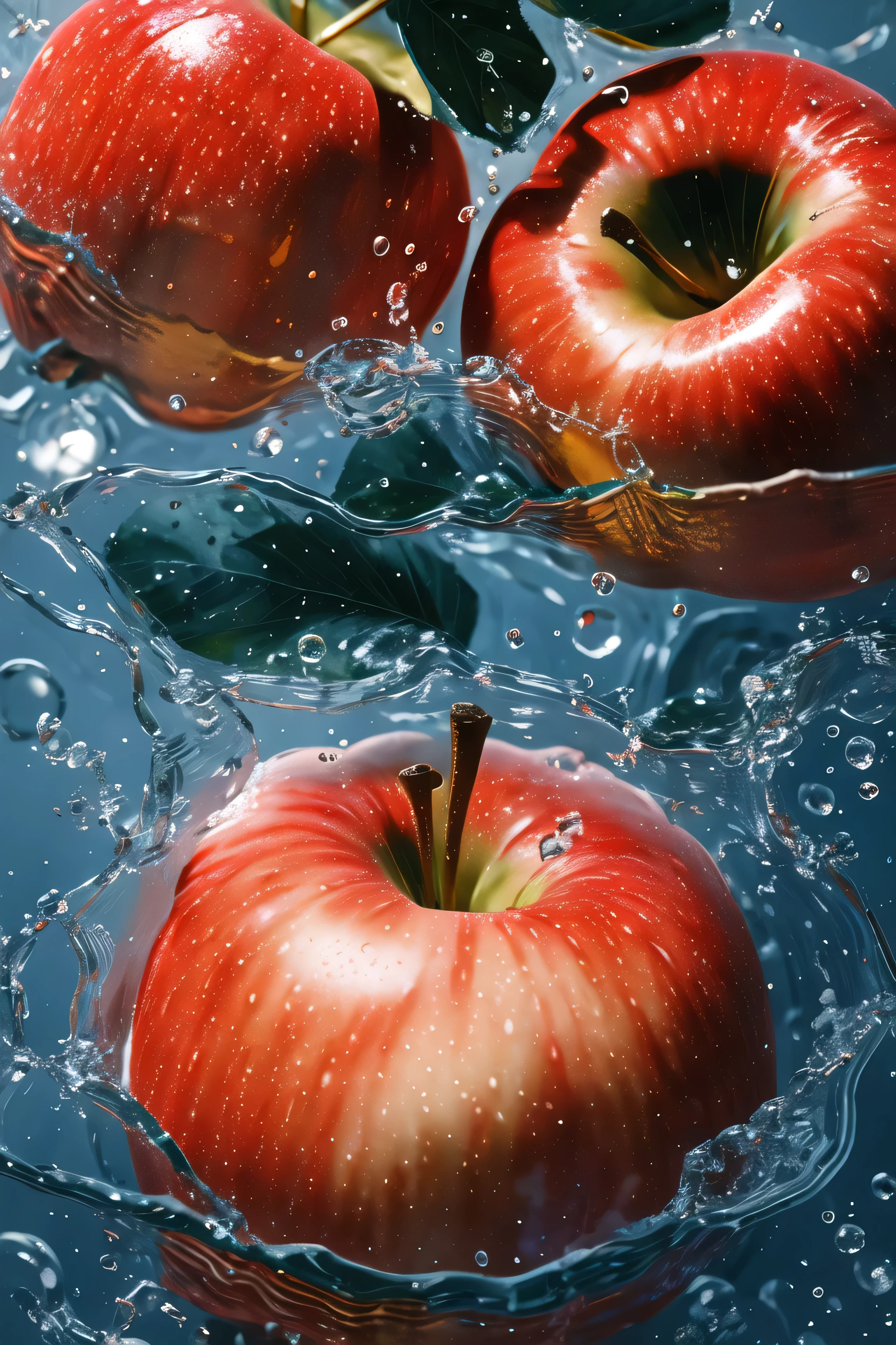 (masterpiece, best quality:1.2), (\shui guo hai bao\),air bubble, bubble, close up, apple, water droplets
