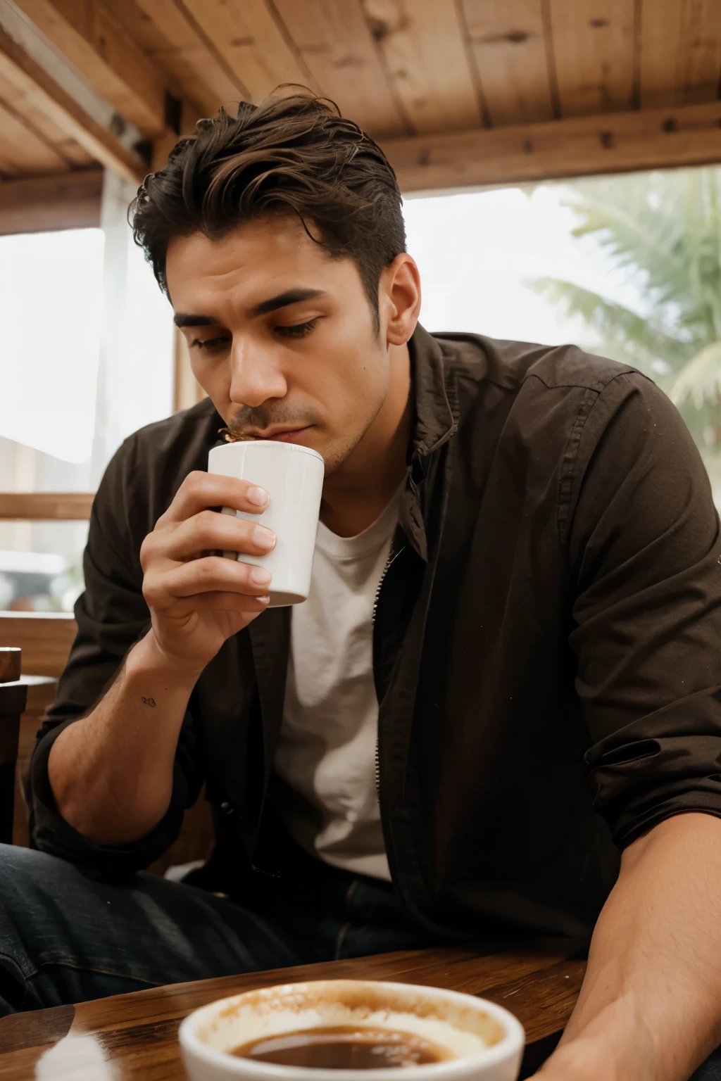 a man drinking coffee