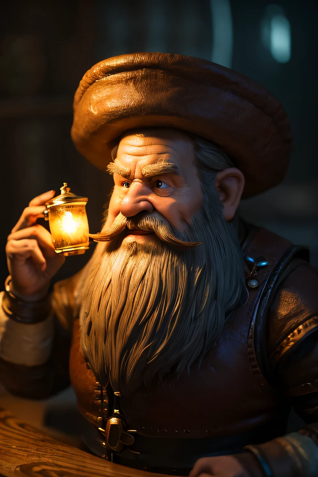 (masterpiece, highest quality: 1.2), Super detailed, cinematic lighting,dwarf with flask,Fraudster