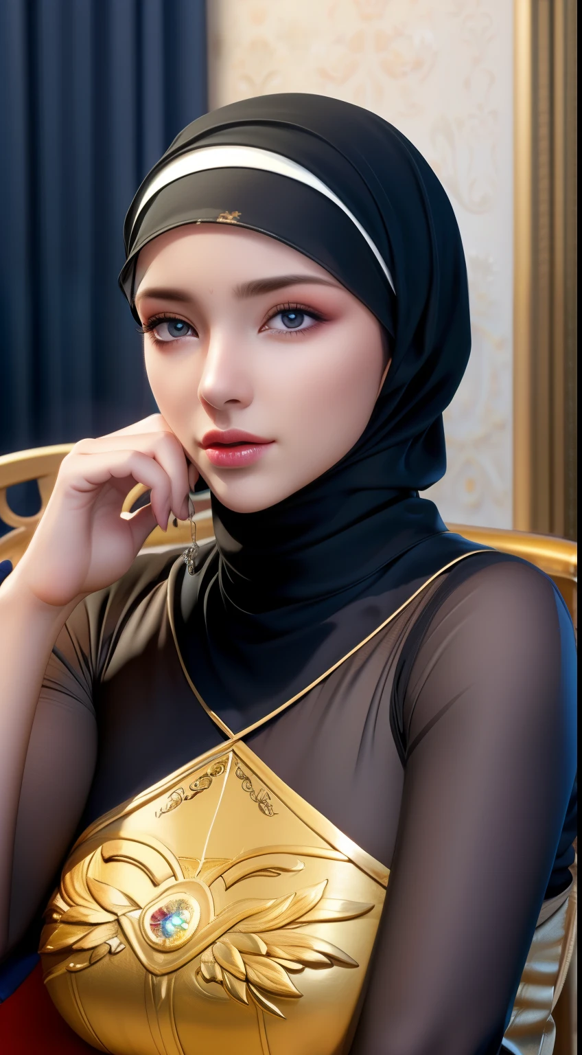 1girl, solo, beautiful face, high detailed realistic eyes, double eyelids, high detailed realistic pupils, (upon body from head to waist:1.36), (wearing hijab:1.37), (moslem headscarf:1.37), reading glasses, sitting alone on a long chair, amazing mosque park background, taj mahal, best quality, masterpiece, highres, black and white moslem female dress, Beautiful face, (upon body from head to waist:1.35), tyndall effect, photorealistic, dark studio, two tone lighting, 8k uhd, dslr, soft lighting, high quality, volumetric lighting, candid, Photograph, high resolution, 4k, 8k, Bokeh, (hyperrealistic girl), (illustration), (high resolution), (extremely detailed), (best illustration), (beautiful detailed eyes), (best quality), (ultra-detailed), (masterpiece), (wallpaper), (photorealistic), (natural light), (rim lighting), (detailed face), (high detailed realistic skin face texture), (anatomically correct), (heterochromic eyes), (detailed eyes), (sparkling eyes), (dynamic pose), (hair completely covered by the hijab:1.35), looking to viewer