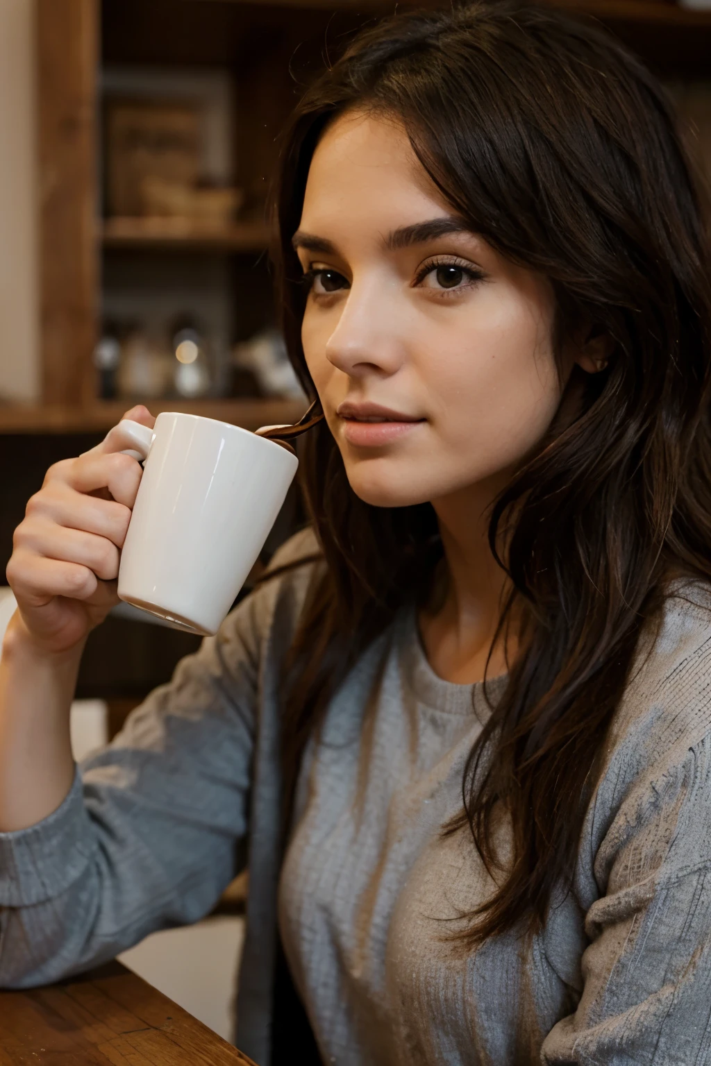 a girl 29 drinking coffee