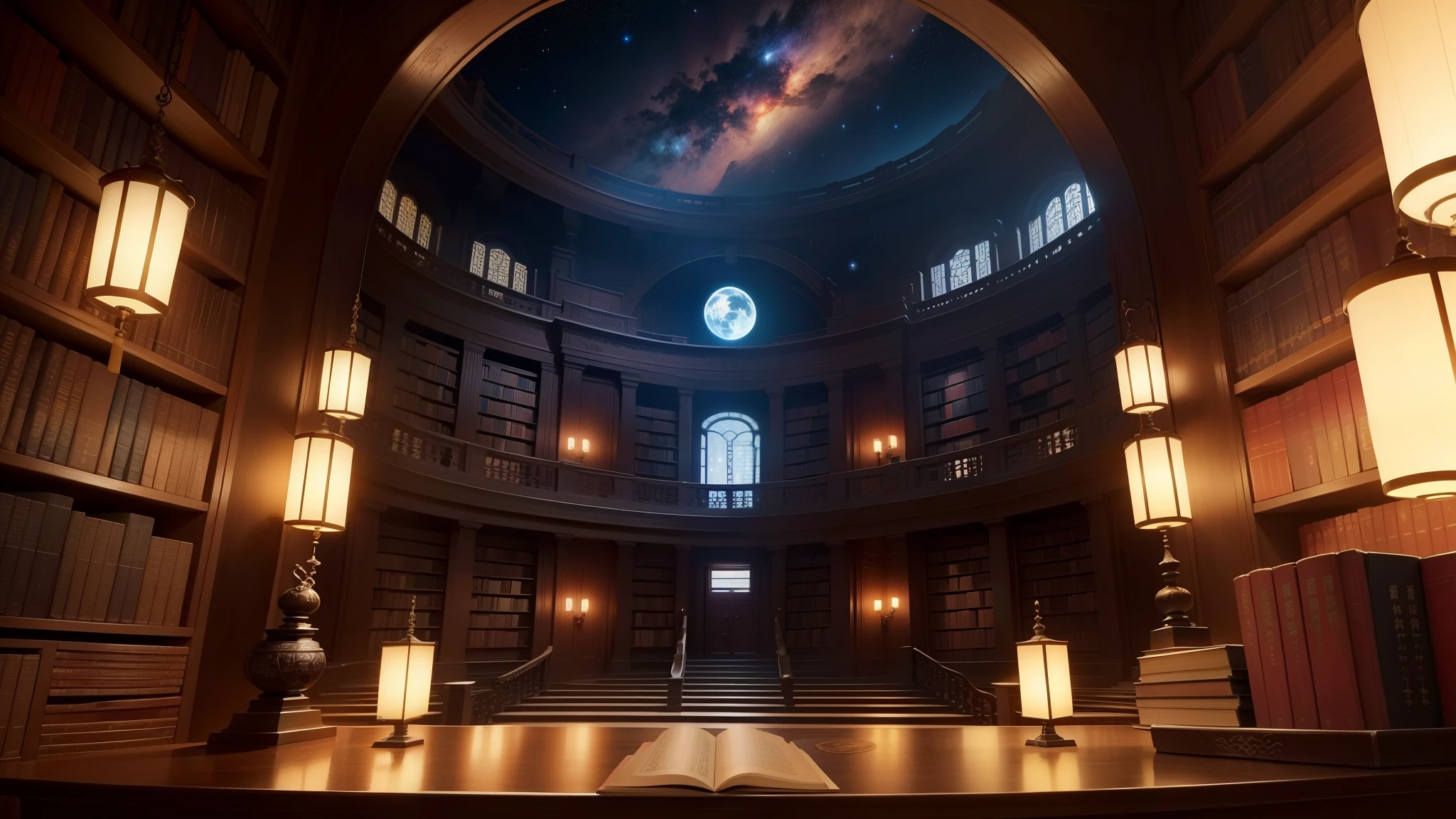 The Classical Chinese Library has books,endless books,space, planetarium, night sky, starsCarry space library artwork,Book Cave,fantasy book illustration,Shelves full of books,infinite celestial library,an eternal library,Gothic epic library concept,Magic Library,Books are everywhere.