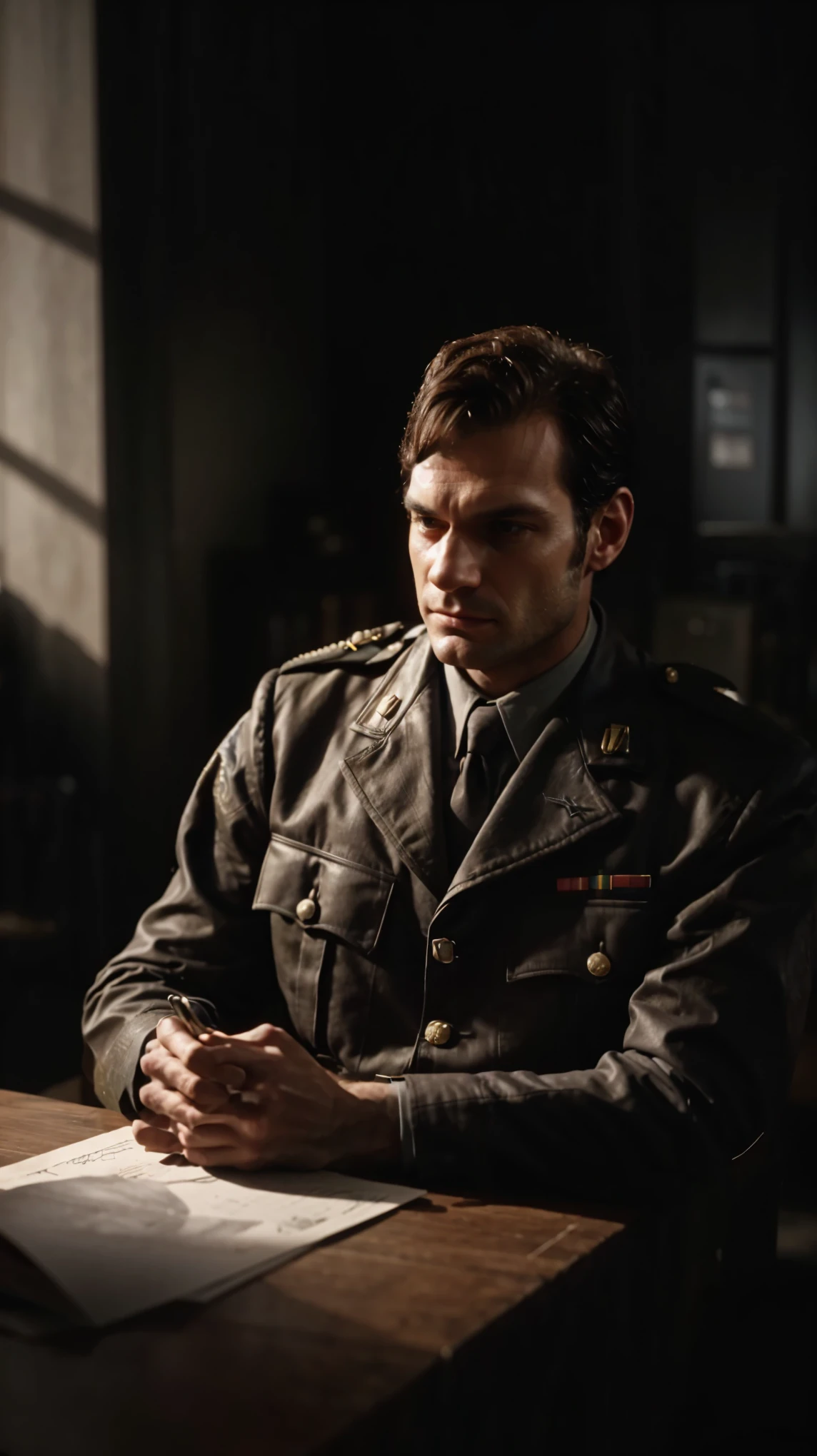 Retrato do Henry Cavill com roupa de policial