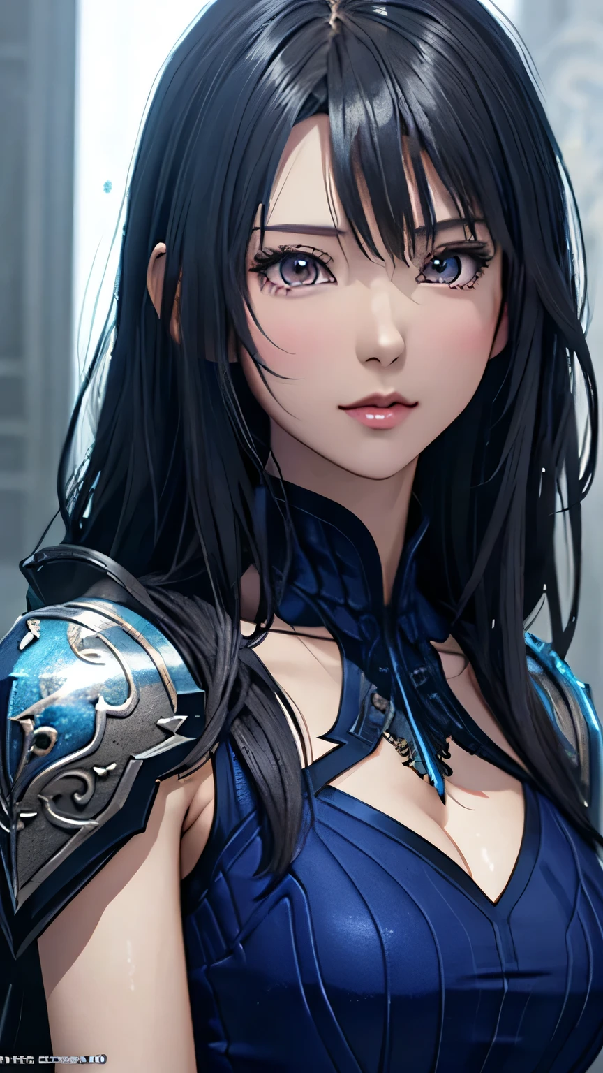 Close-up of woman in silver and blue dress, Chengwei Pan at Art Station, by ヤン・J, detailed fantasy art, great character art, fan art best art station, amazing exquisite character art, beautiful armor, Highly detailed art buds, detailed digital anime art, Art station artgerm's illustration - pixiv, armor girl