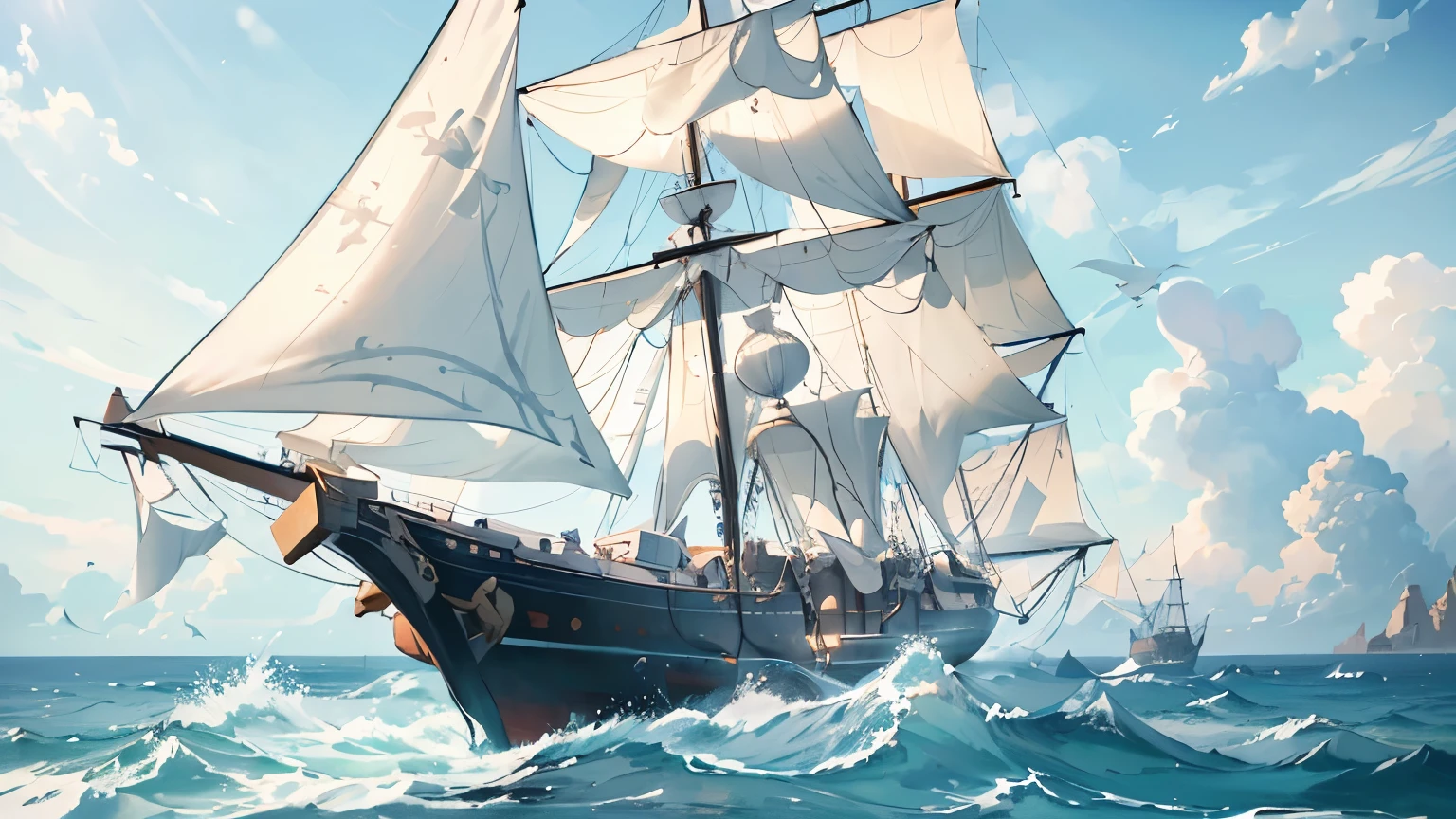 Beautiful and tranquil scene of a gray-clouded sky over a blue sea with majestic white ships, showcasing a serene and magnificent atmosphere. (Ultra-detailed, Realistic, 8K, High dynamic range, Vivid colors, Atmospheric, Clean lines, Extreme detail description, Physically-based rendering)
Or
Majestic scenery of a serene and magnificent gray-clouded sky over the tranquil blue sea with elegant white ships, depicting a peaceful and breathtaking atmosphere. (Best quality, Ultra-high definition, Highres, Masterpiece, HDR, Ultra-fine painting, Sharp focus,