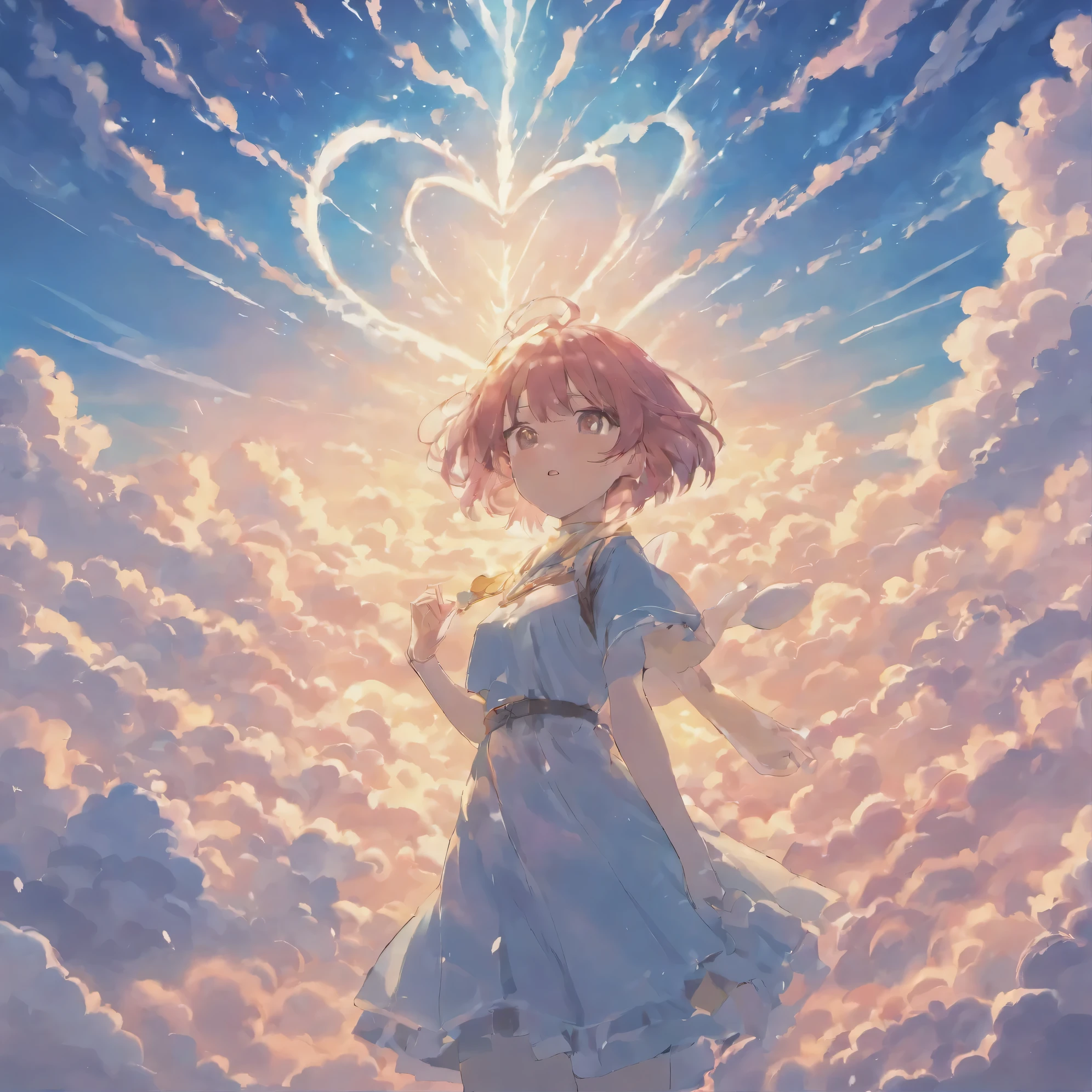 Herz aus Licht in den Wolken am Mittagshimmel.