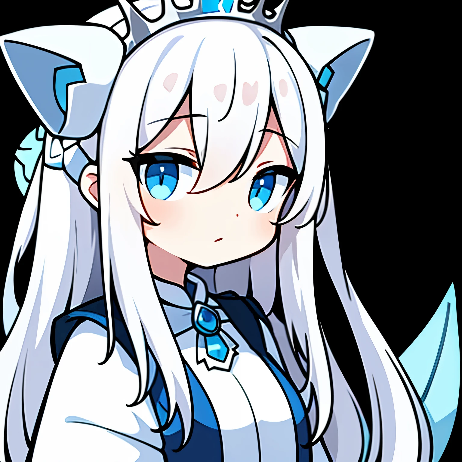 bust，Queen of Coral Terrace，The cold queen ，dragon girl，White clothes，dark blue eyes，white hair