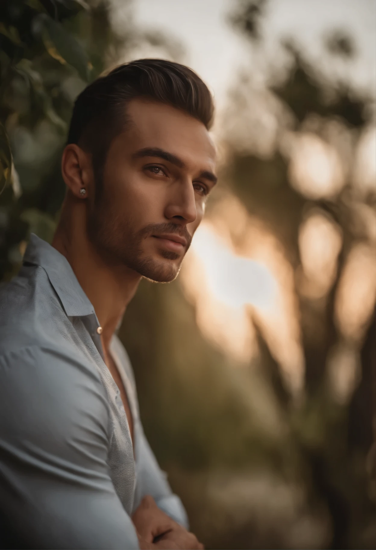 RAW photo, a (potrait:1.2) of a very handsome man, (high detailed skin:1.2), 8k uhd, dslr, soft lighting, high quality, film grain, Fujifilm XT3