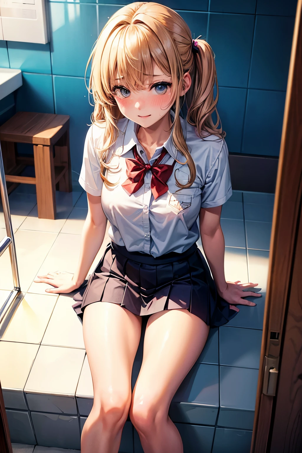 (best quality, highres:1.5), 1 girl, , Tsundere personality, small breasts, erotic scene, bathroom setting, school uniform,

Masterpiece in ultra-detailed illustration,
A young girl with a Tsundere demeanor,
Small, tender breasts peek through her uniform,
Bathroom scene with water droplets,
Intimate and sensual, yet gently suggestive imagery,

Detailed rendering,
Her uniform, complete with school logo,
Splashes of water on the tiled floor,
Realistic wet hair and towel in hand,
Bashful, demure expression,
Embarrassed bl