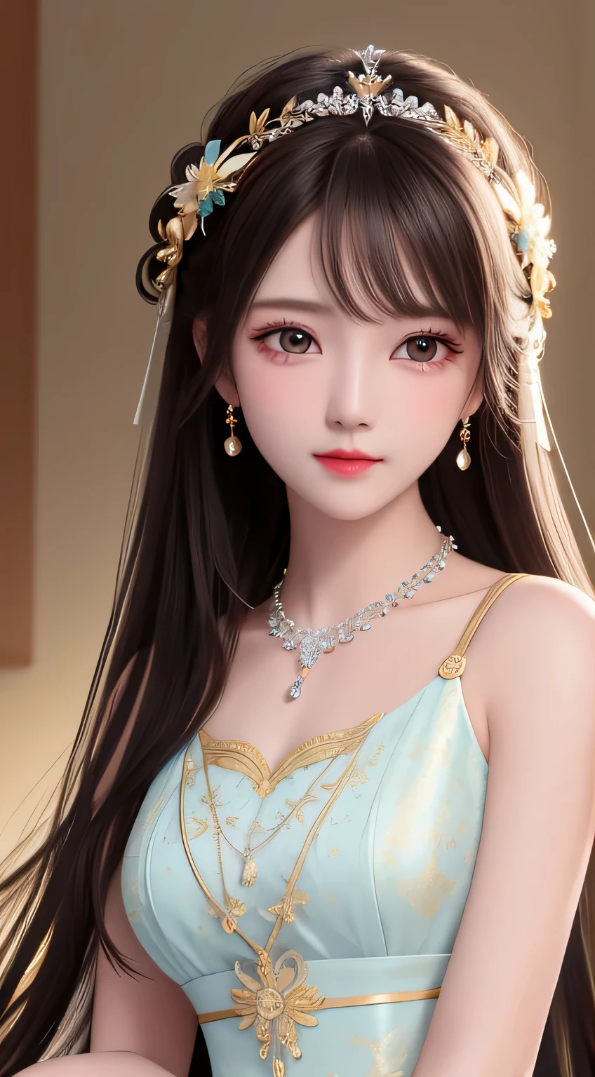 best quality, masterpiece, high resolution, 1 girl, porcelain dress, hair accessories, necklace, jewelry, pretty face, physically, Tyndall effect, actual, dark studio, edge lighting, two-tone lighting, (High detail skin: 1.2), 8K Ultra HD, SLR camera, soft light, high quality, Volumetric light, admit, photo, high resolution, 4k, 8k, blurred background,