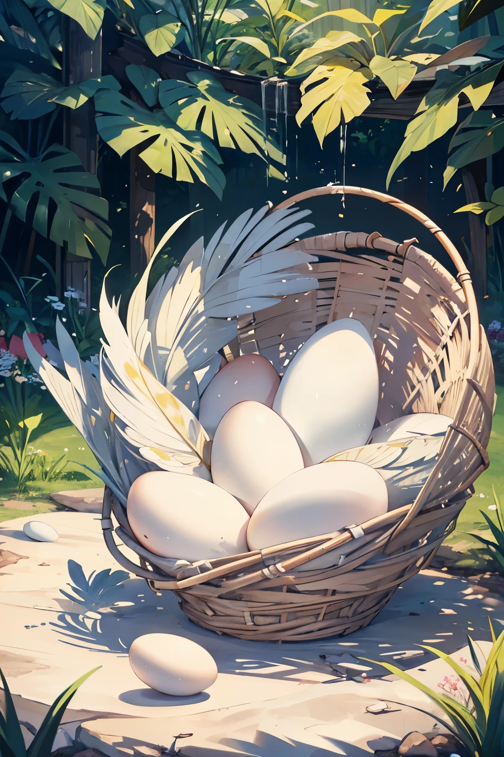 masterpiece, tranquil scene, high resolution, India, white chicken, brown eggs, no people
A serene and captivating image of a pure white Indian chicken gracefully laying brown eggs in a secluded and peaceful environment. The high-resolution image showcases every detail of the chicken's pristine feathers, perfectly capturing the moment as it adds another egg to its nest. The absence of people adds to the tranquility and purity of the scene, making it a true masterpiece.