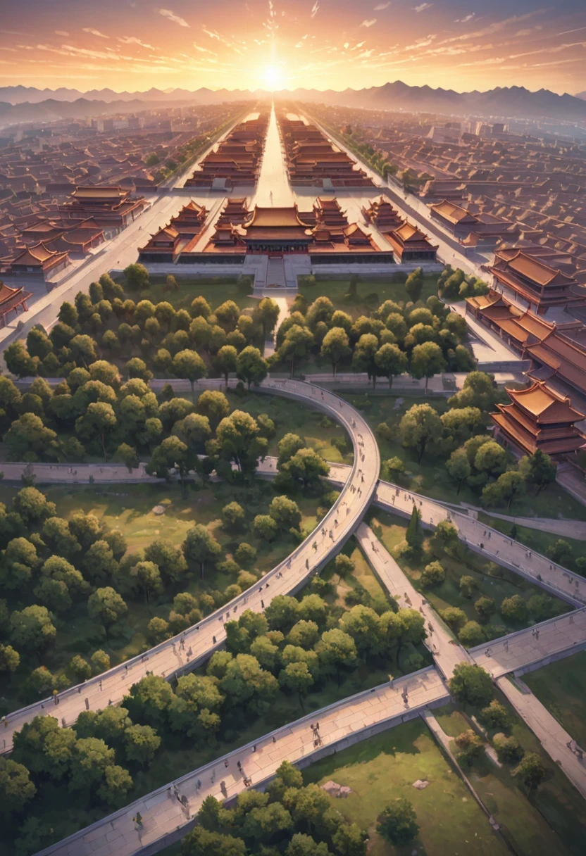 Miniature,Super cute clay world, Isometric view of Beijing city ,cute clay freeze frame animation,The Palace Museum City, Beijing，People ，green trees，Grass ,tiltshift, Excellent lighting, volume, landscape, brush,rendering,。.3D,Super detail