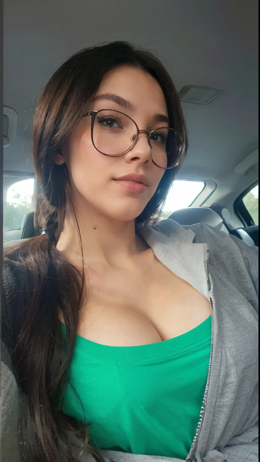 Remove green shirt, small dark nipples.