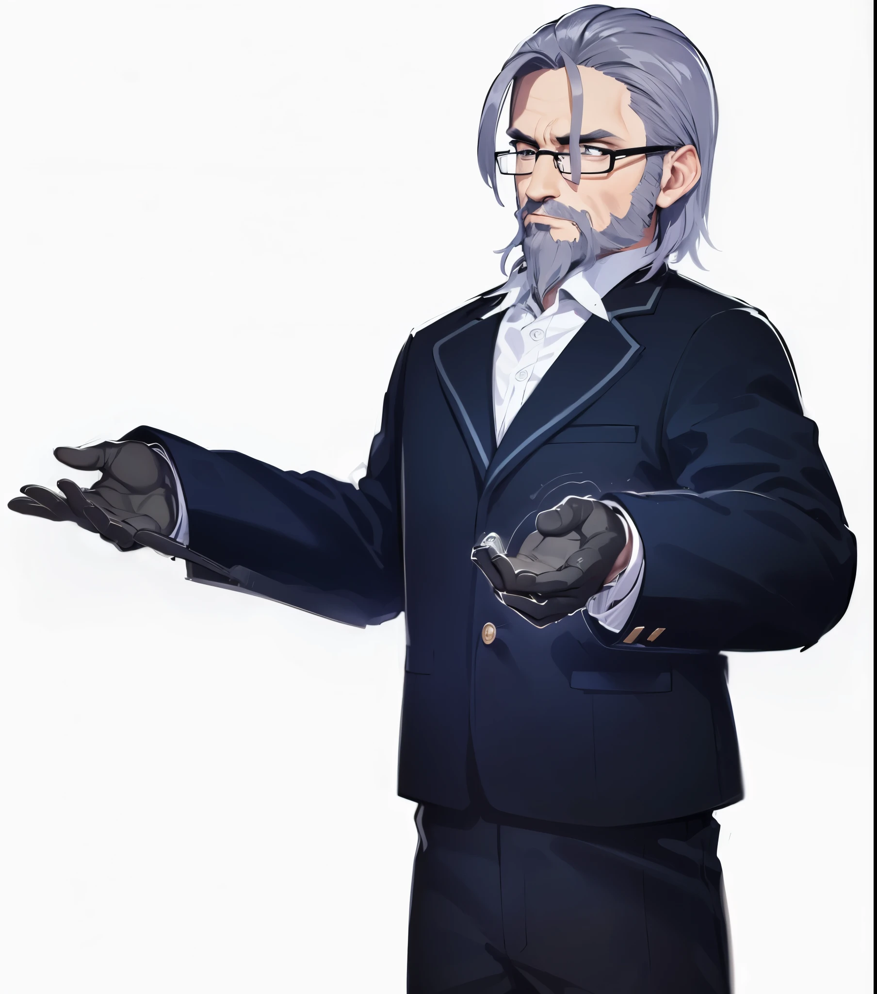 elder,all back,suit,glasses,beard,4k,8k,highest quality