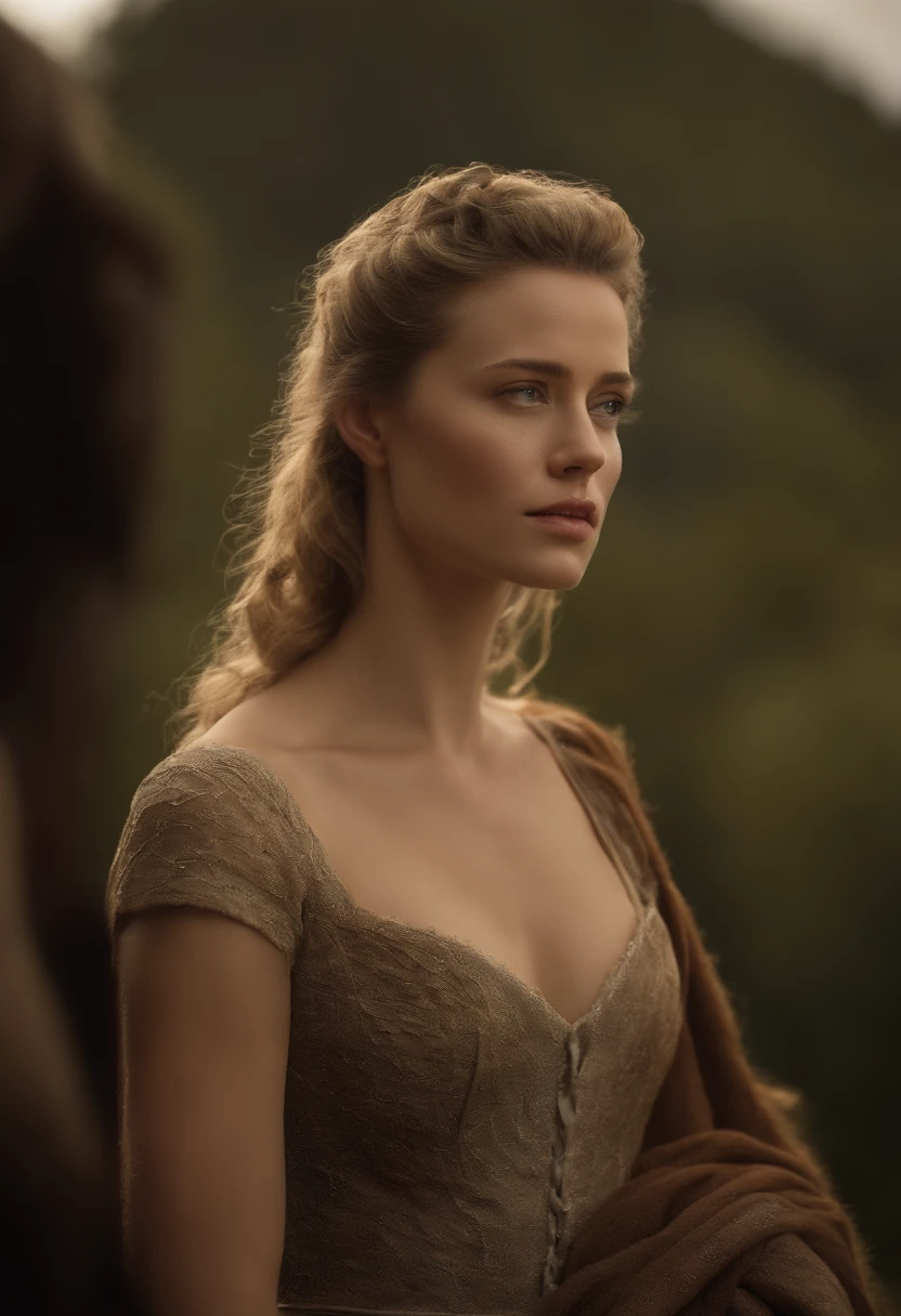 played by Amber Heard, film portrait, ((upper body)), in front of the audience, (reality :1.3), The most beautiful art photo in the world, looking at the camera, European medieval court dress, turquoise gray dress, gorgeous, soft chiffon, beautiful detailed face, Action shooting, (intricate :1.4), Medieval snowy castle background, snow-covered landscape, realistic photo, CG, art station. (Masterpiece, Best quality, high resolution:1.4), 1 girl, skin pores texture, Blonde hair, hd , Photography, Movie, cinematographic, realistic, (8K, raw photo, Best quality, Masterpiece:1.2), (realistic, photo-realistic:1.33). (freckles:0. 5) , outside, chapped lips, soft natural lighting, Magic photography, dramatic lighting, Photographic realism, ultra detailed, intimate full body shot composition, Leica 50mm