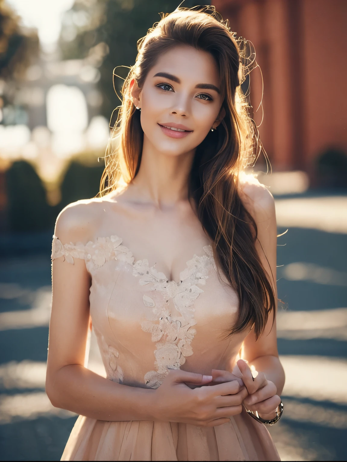 ((highest quality)), ((masterpiece)), (detailed ), perfect face、realistic skin texture、((full body shot))、long legs、Beauty、(((nude)))、smile、slender、Moist eyes、((walk))