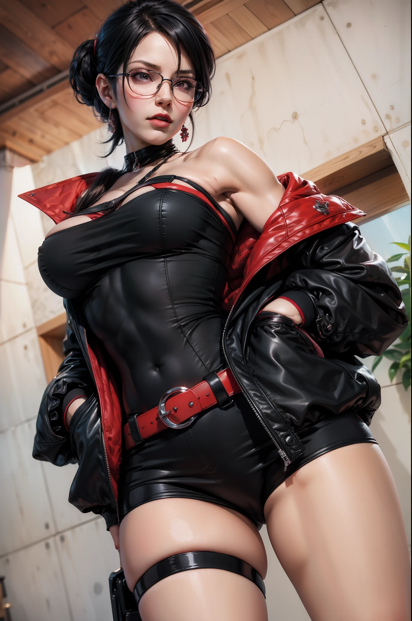 arafed woman in a black and red outfit and glasses, seductive tifa lockhart portrait, tifa lockhart, photorealistic anime girl render, range murata and artgerm, trending on cgstation, seductive anime girl, tifa, succubus in tight short dress, tifa lockhart portrait, rin tohsaka, 3 d anime realistic