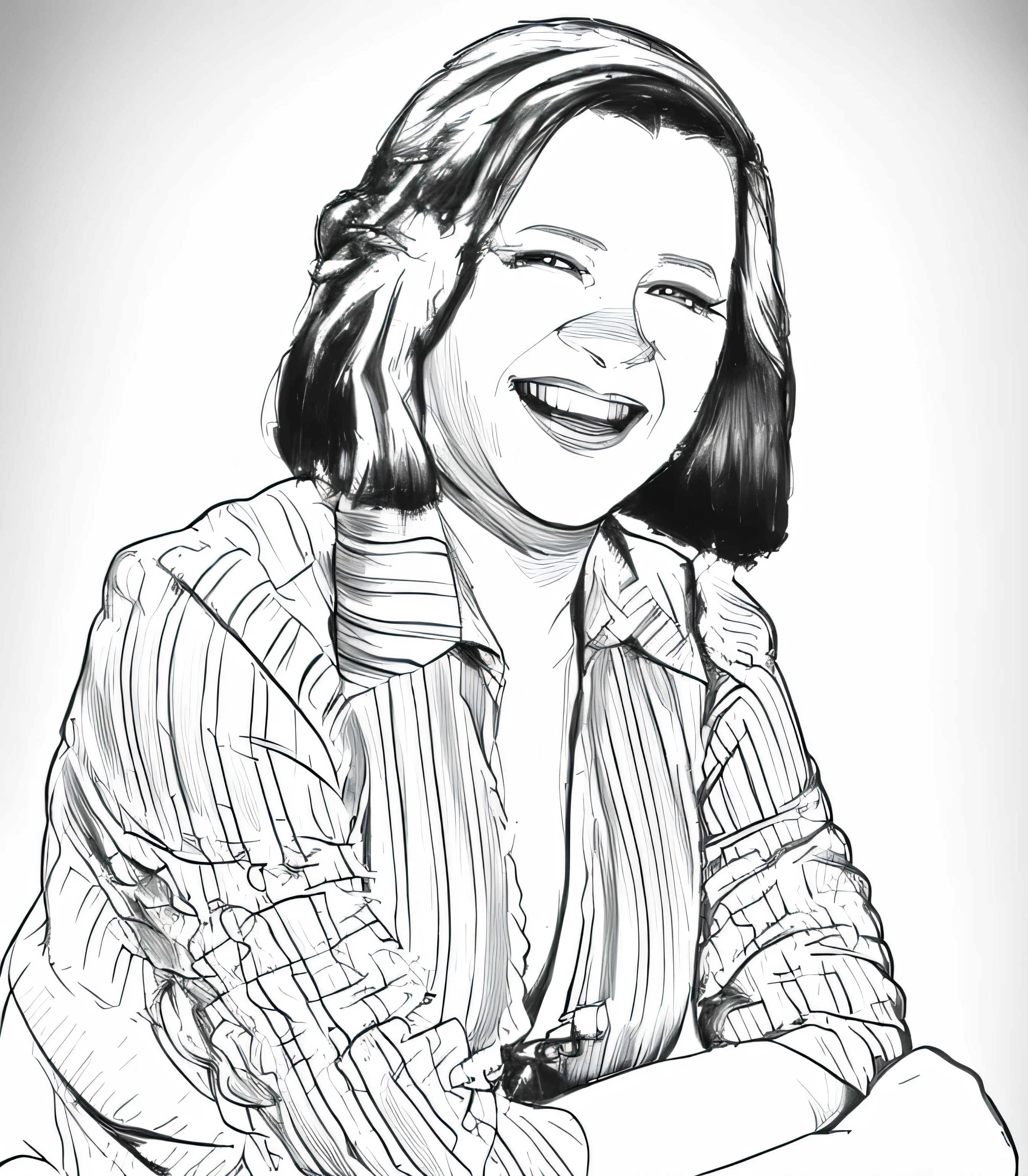 Mulher sorrindo, desenho de linha, Ultra HD, 4k