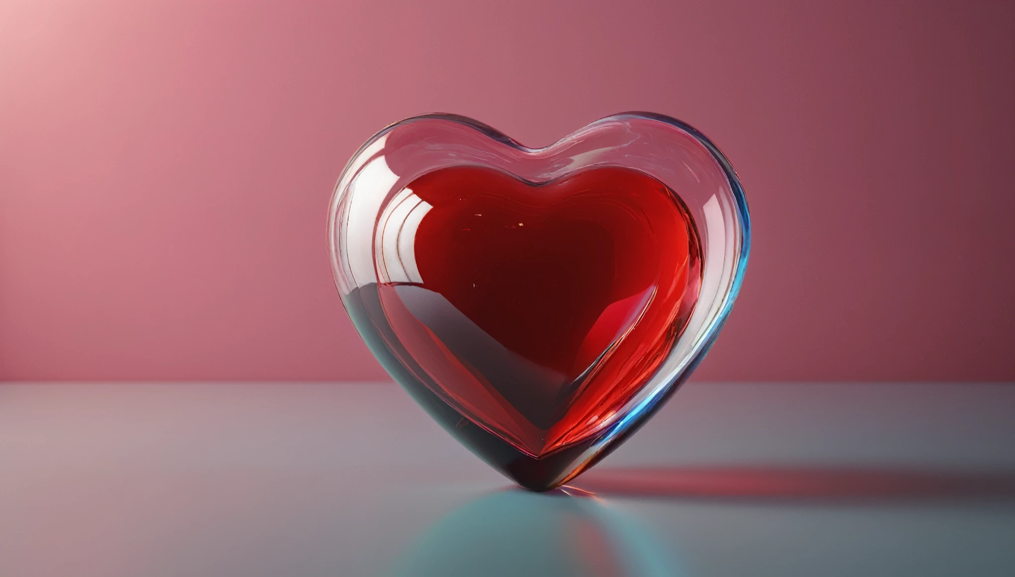 create an image demonstrating the style of ((Glassmorphism)) style, hyper realism, 8k high definition, vibrant colors, sharp focus, insanely detailed, one red heart in glass.
