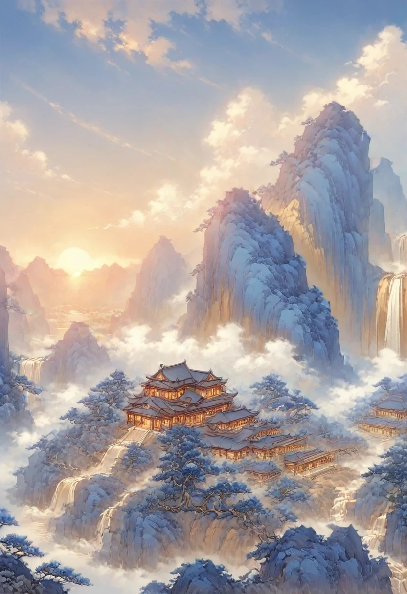 aerial photography,Earth,A woman with red makeup sits on the roof,Gaze at the distant skyline,The sunset and the ancient capital create beautiful scenery together,楼兰ancient city,sunset yellow sand,cloud,fallen flowers,ancient city,wild geese