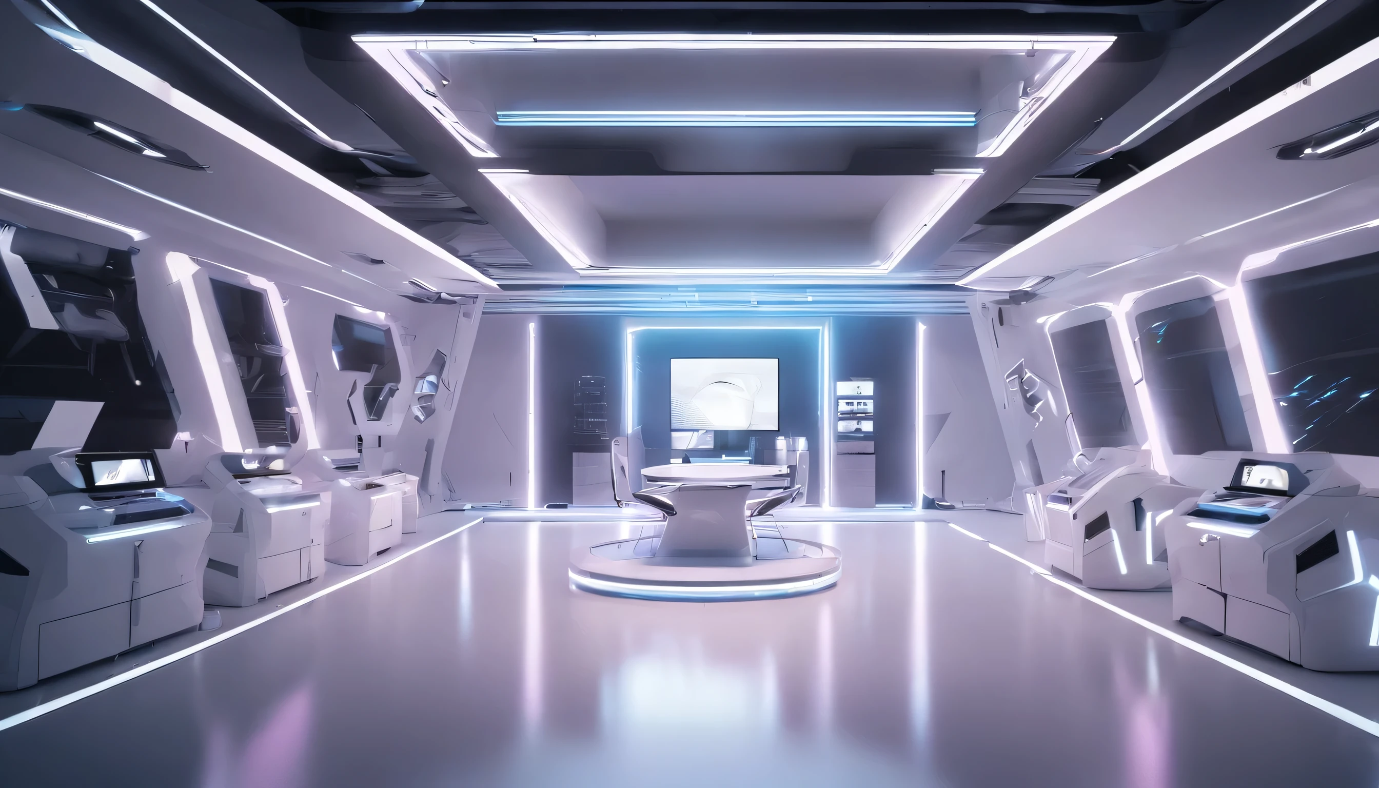 Cyberpunk studio with white neon lights