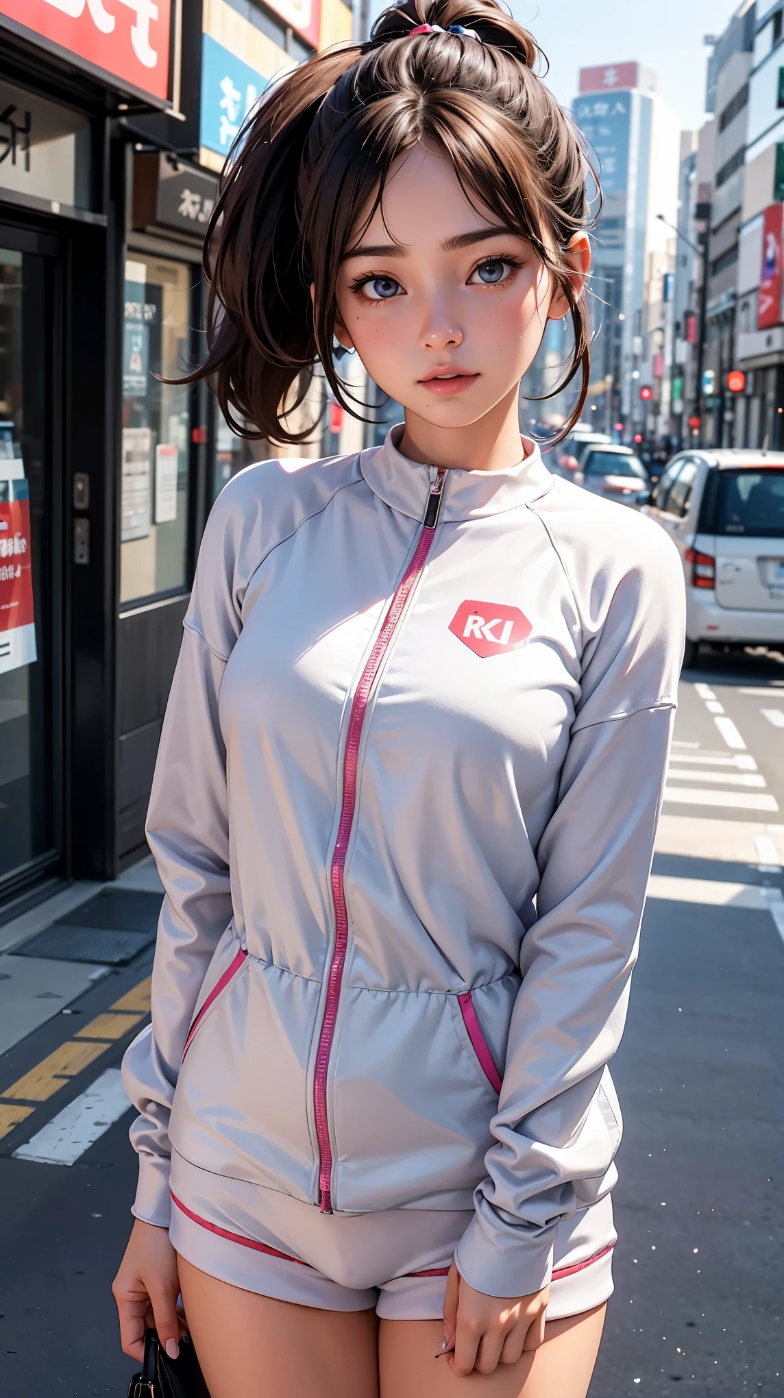 Better Quality Parts:1.2, Realistic, 8k contract, A high resolution, 1 girl in:1.2, The ultra detailed, high quality textures, complex parts, details, Highly detailed computer graphics, High quality shadows, Detail Beautiful Delicate Face, Detail Beautiful Delicate Eyes, depth of field, ray tracing, in her 20s, Cute pop girl, Korean Urzan Face:1.1, slender face, Olzhan -6500-v1.1:0.6, clean face_v1, Glowing eyes, straight, glossy lips, Perfect body, Necklace、neckline on the chest、 Brown hair、Ponytail:1.1, street, particle, look at the viewer, ФотоRealistic:1.4, ultra detailed, realistic photos, 4K 8k contract Full Color RAW Photos, Fujifilm(Medium format:1.2), Hasselblad:1.2, Carl Zeiss:1.1, Incredible Dynamic Range Photography(UTIL_Art Smoose-768:1.1), A high resolution, A large number of pixels, clear details, sharp image, True-to-life color reproduction, noise reduction, High precision, quality, Software Improvements, Upscaling, Optimized algorithms, Professional-grade retouching、((Shibuya, Tokyo Prefecture))、On the way to go shopping、((Fashionable clothes with a very high design))、Casual tracksuit: Sports and casual tracksuit、Fashionable style
]