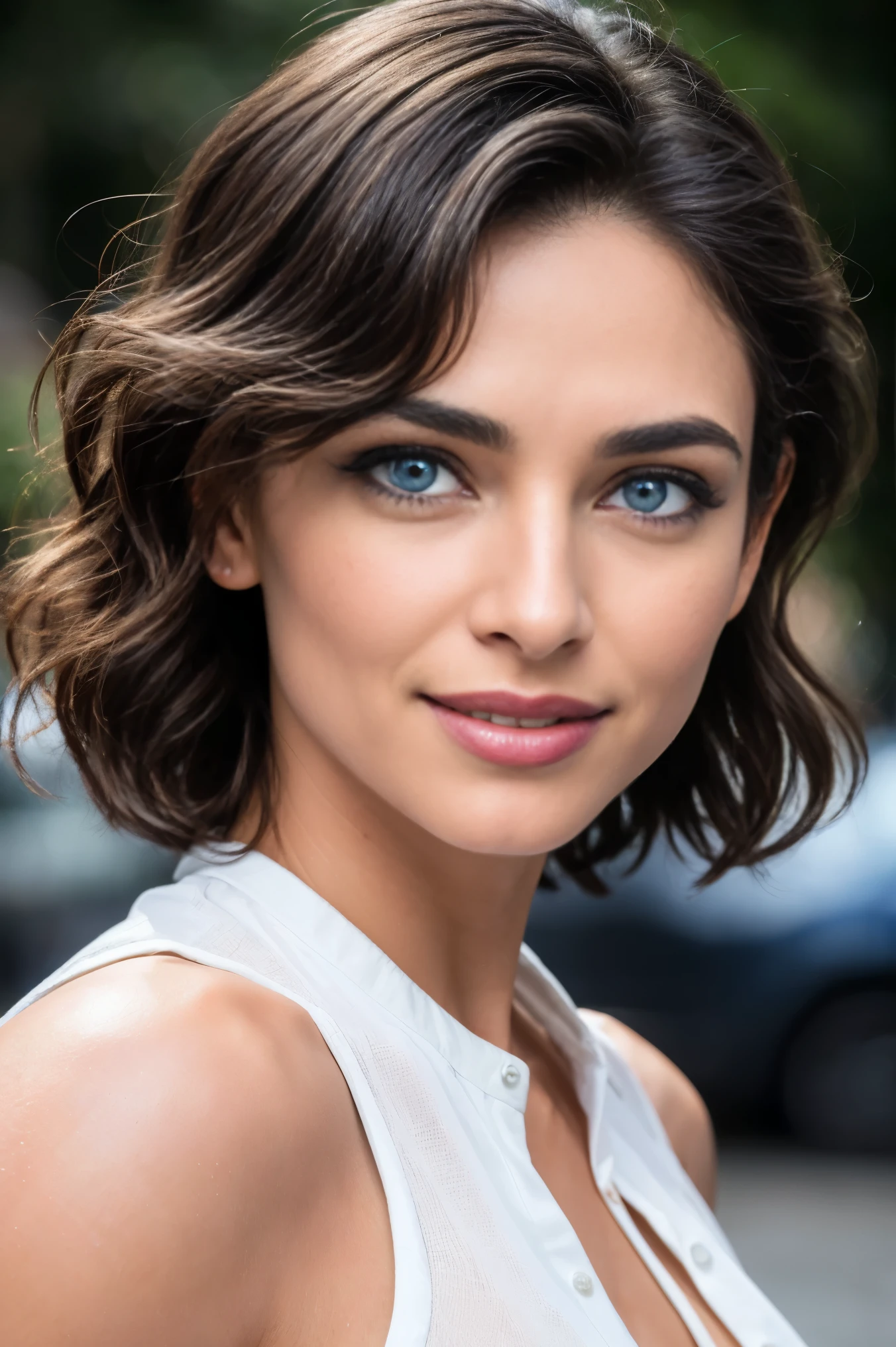 chef-d&#39;artwork, (Morena Baccarin:Christine Hendricks:0.5), Timide, ringard, sourire enjoué, very detailed face, highly detailed skin, t-shirt moulant et jean, (Highly detailed eyes:1.3), cheveux courts, Cheveux noirs, (petits seins:1.2), (strong athletic body), fond de parc de la ville, (UHD, Fond d&#39;8k screen, high resolution), cinema lighting, prime, extremely detailed skin, very detailed face, Highly detailed eyes, photo-realistic, Zeiss 85mm F/1.4, par Ellen von Unwerth